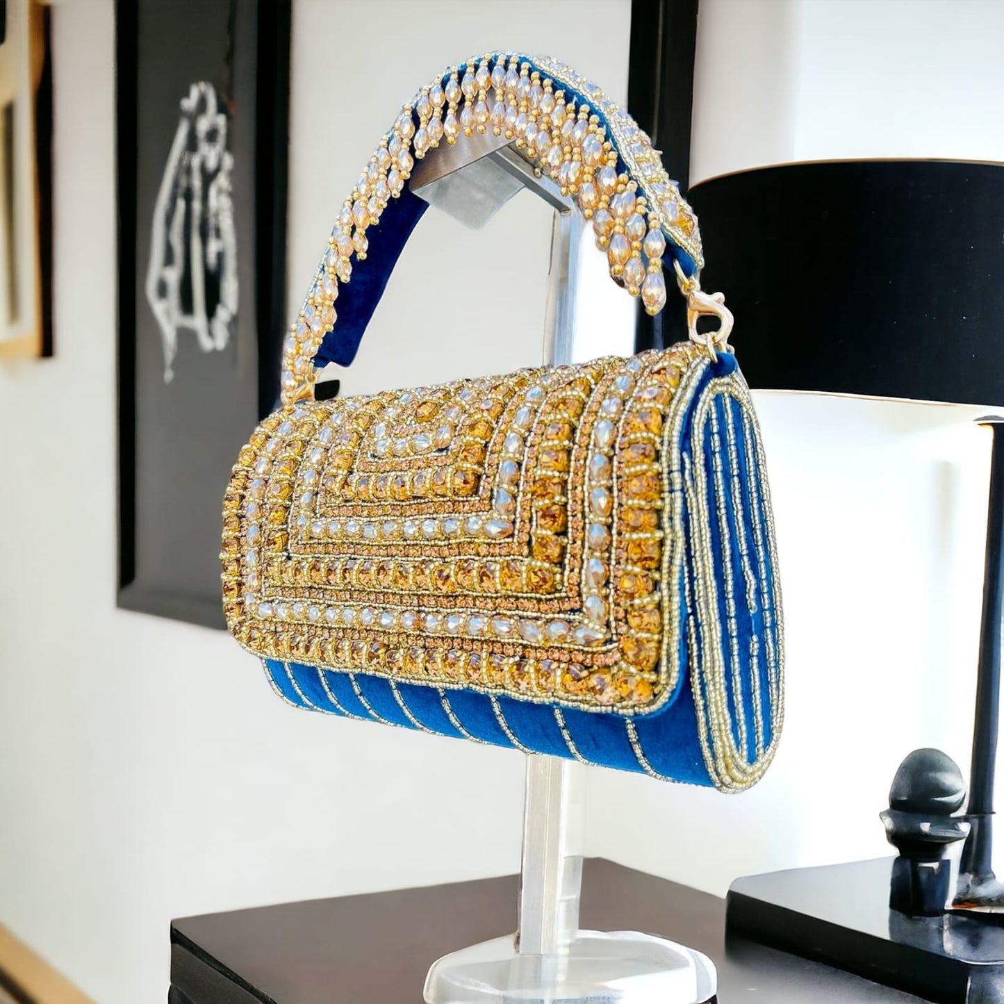 A crystal flap clutch