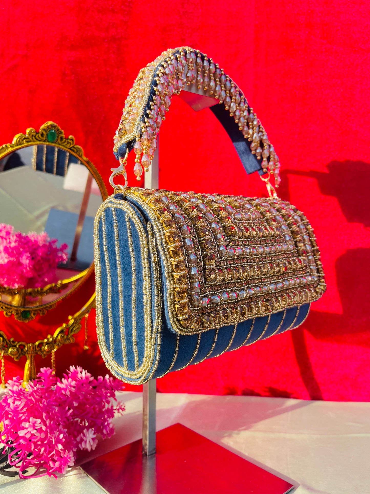 A crystal flap clutch