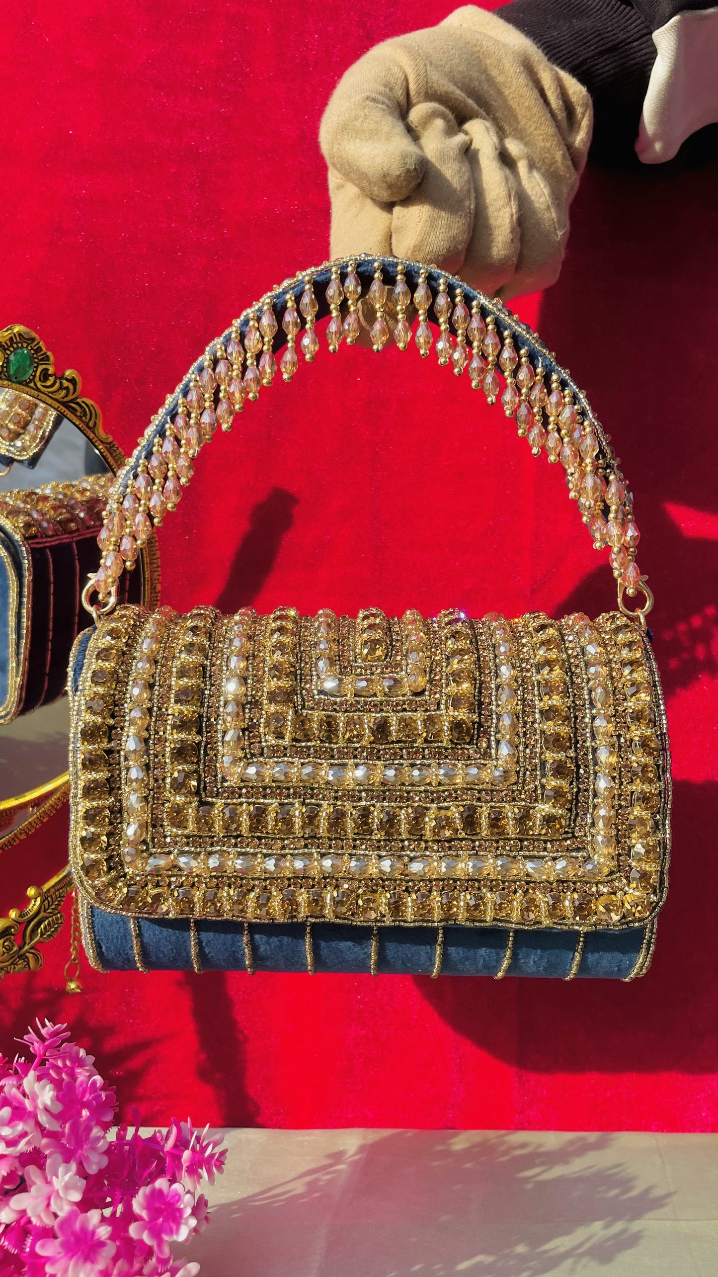 A crystal flap clutch