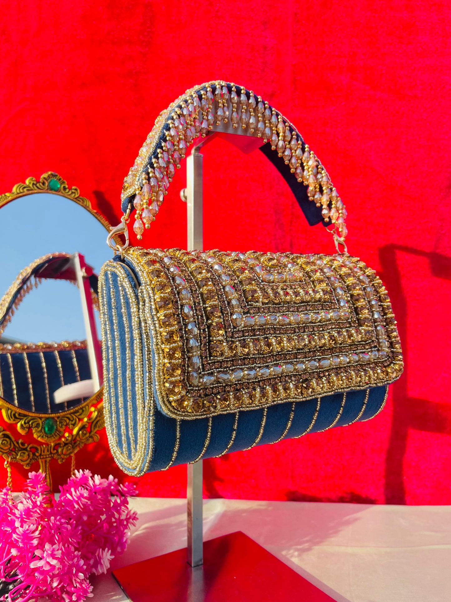 A crystal flap clutch