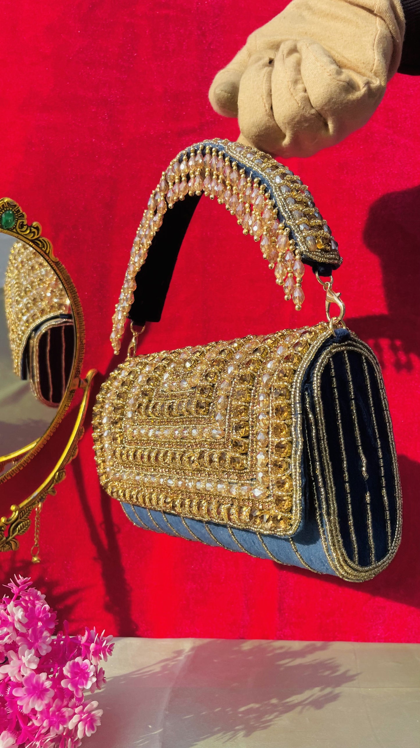 A crystal flap clutch