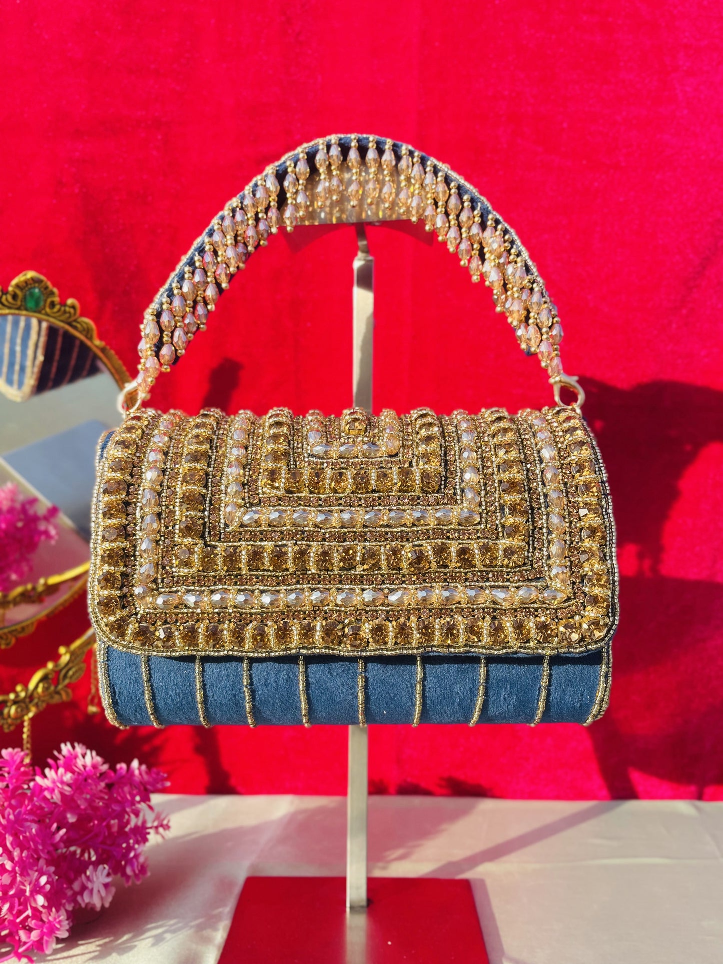 A crystal flap clutch