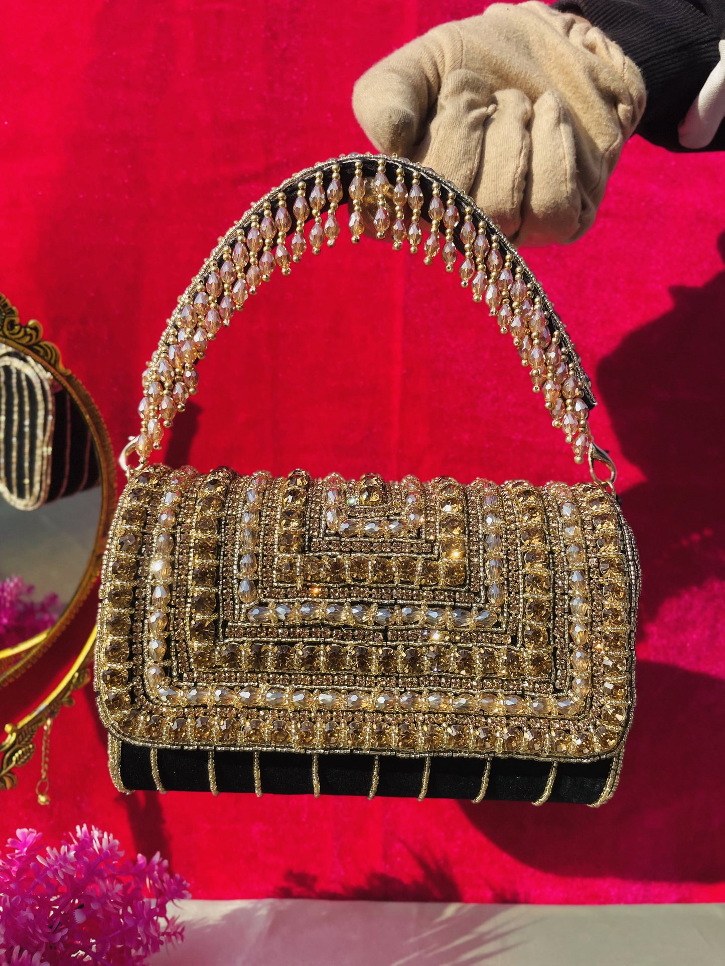 A crystal flap clutch