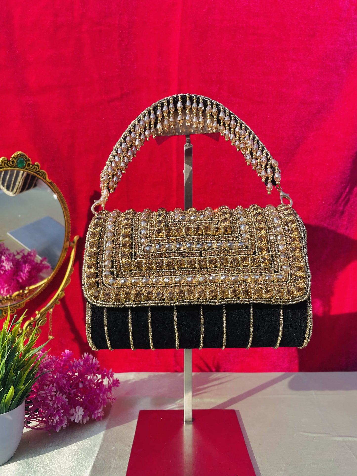 A crystal flap clutch