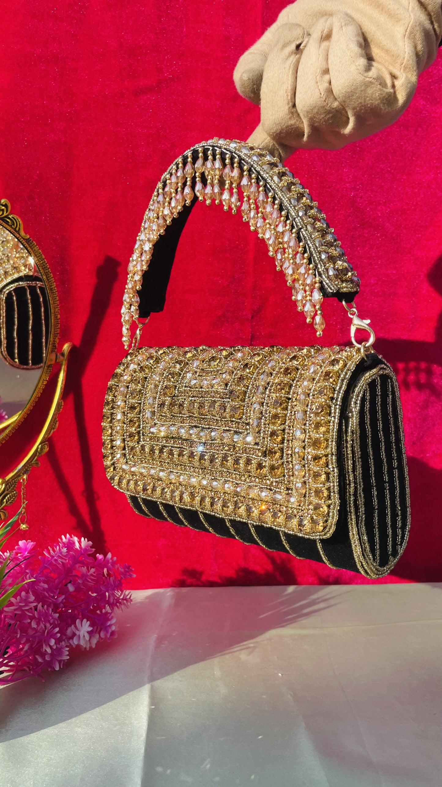 A crystal flap clutch