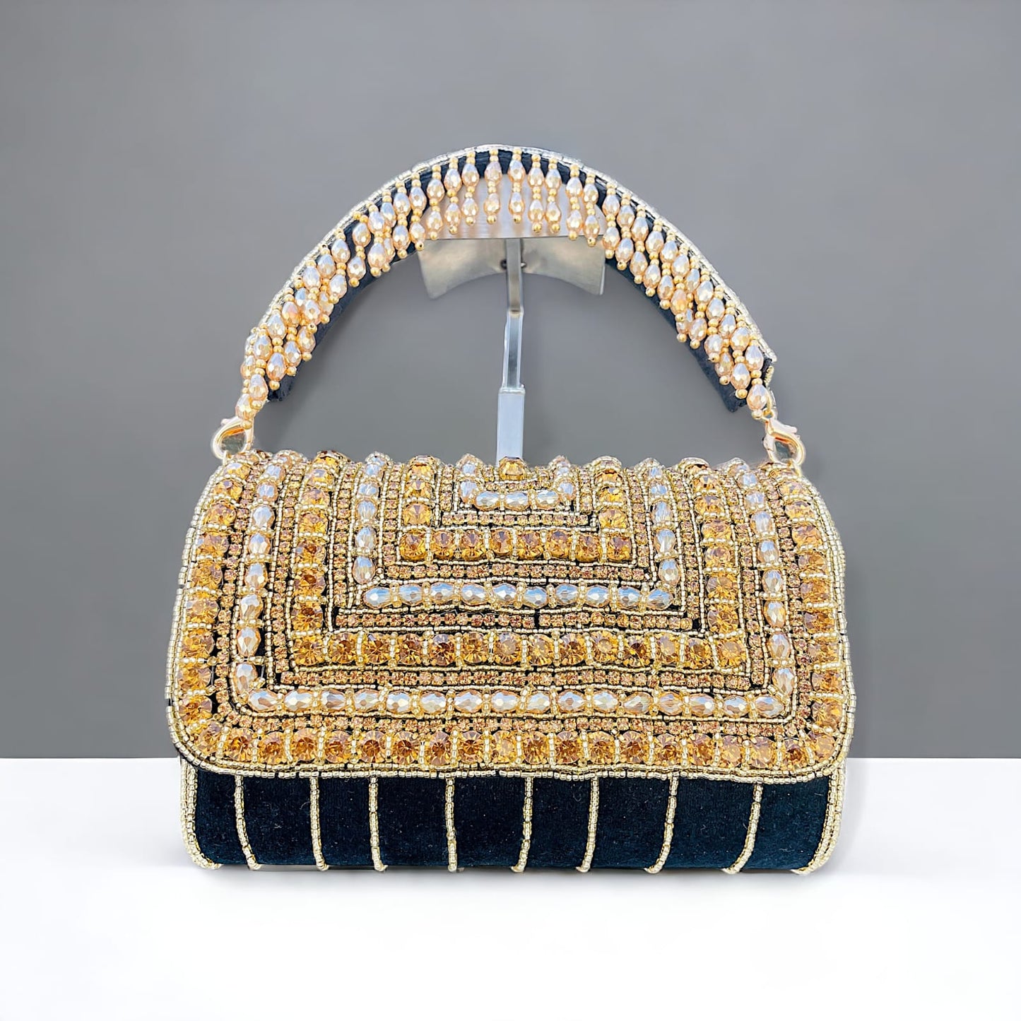 A crystal flap clutch