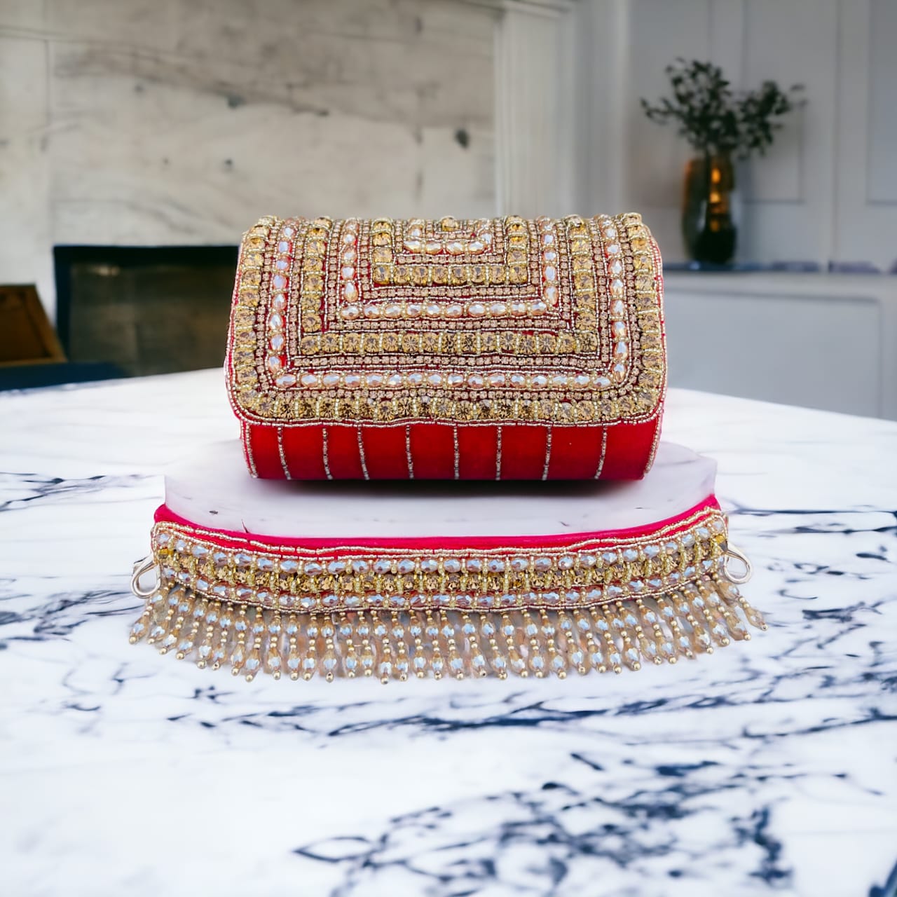 A crystal flap clutch