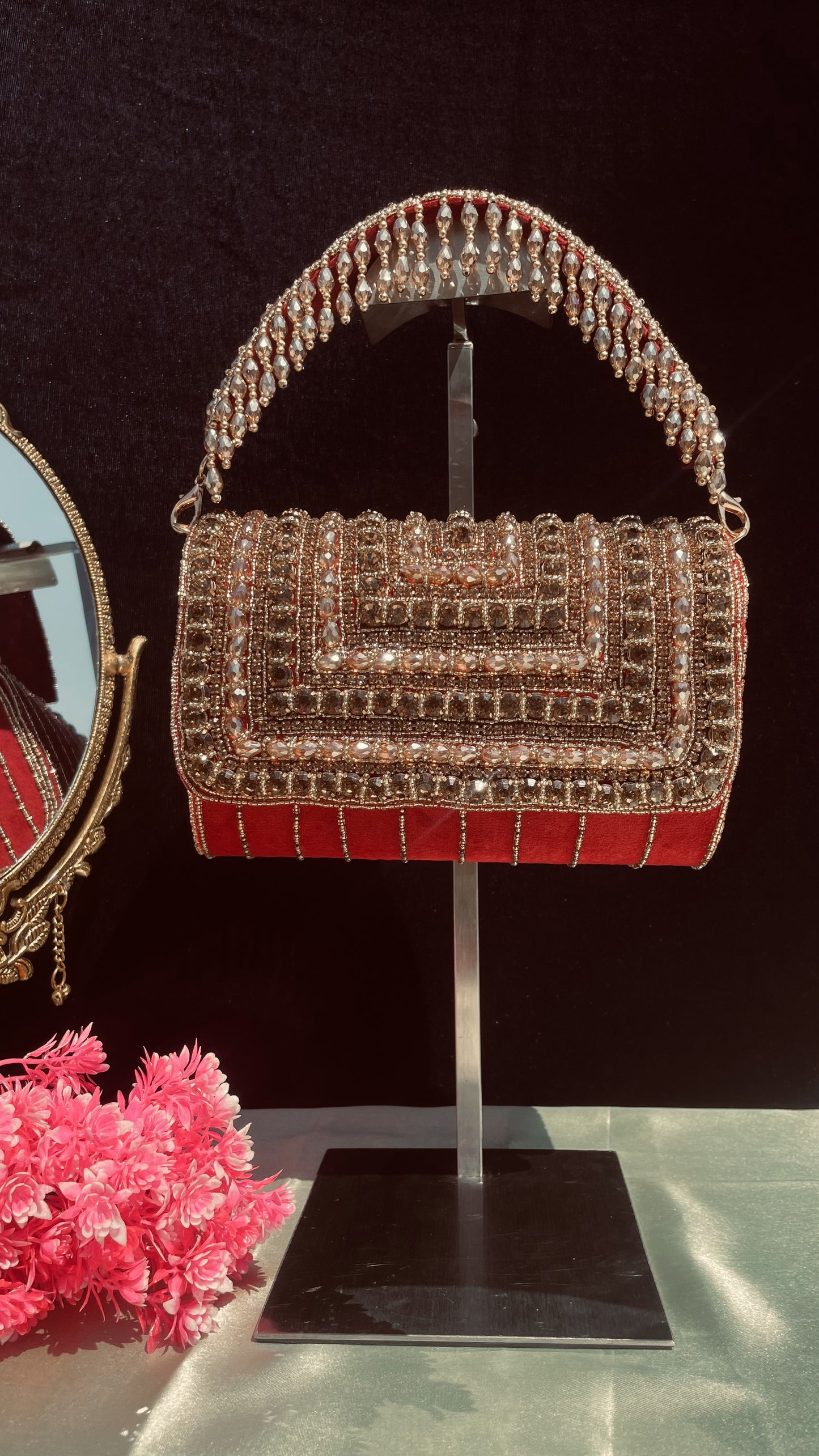A crystal flap clutch