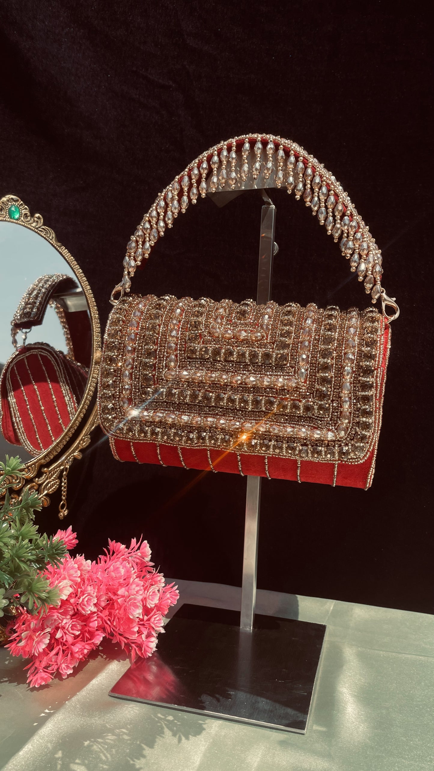A crystal flap clutch