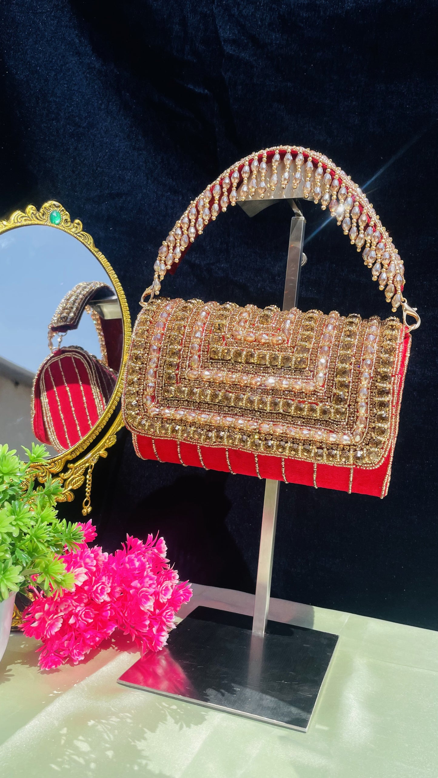 A crystal flap clutch