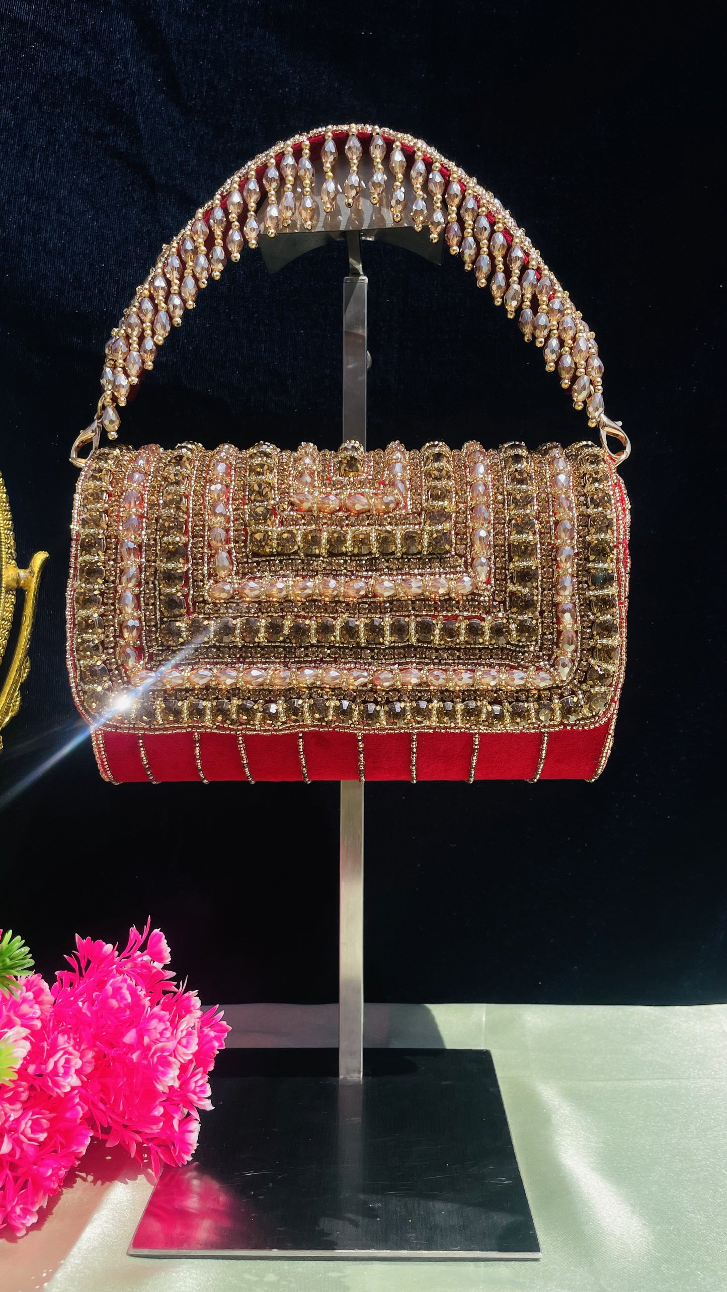 A crystal flap clutch