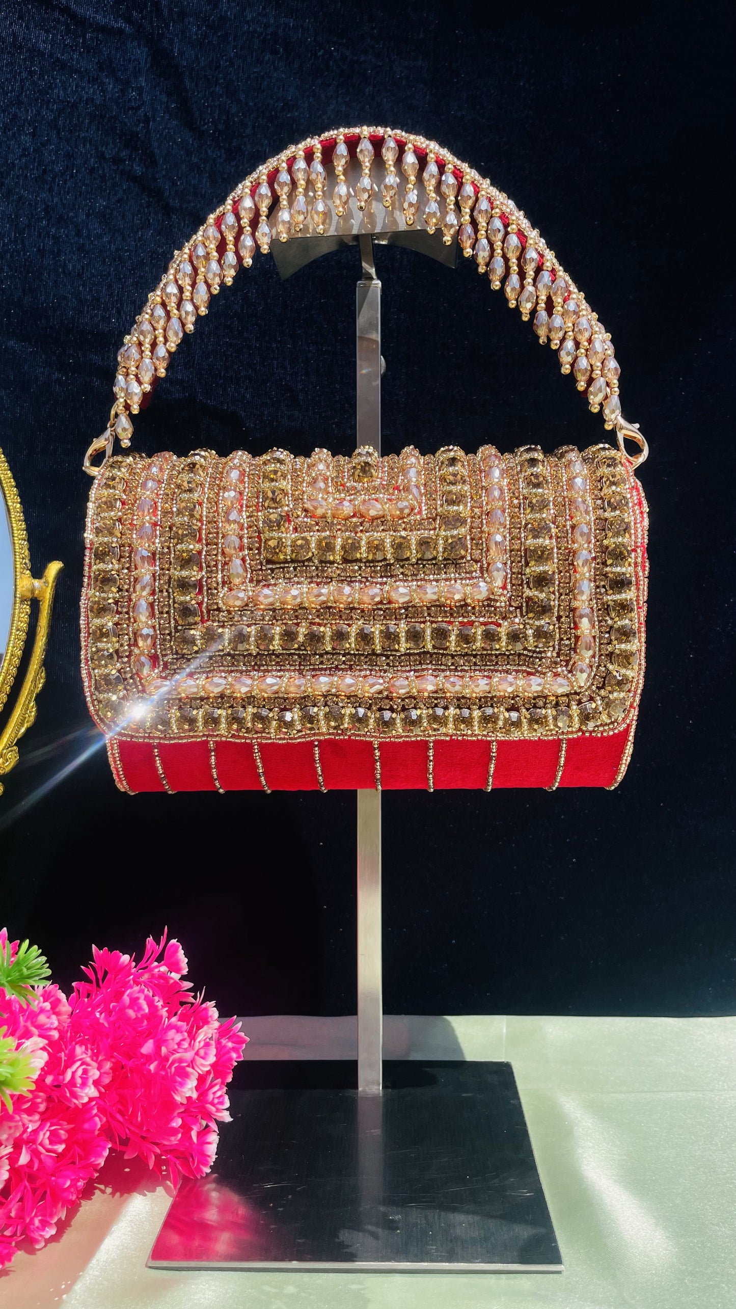 A crystal flap clutch