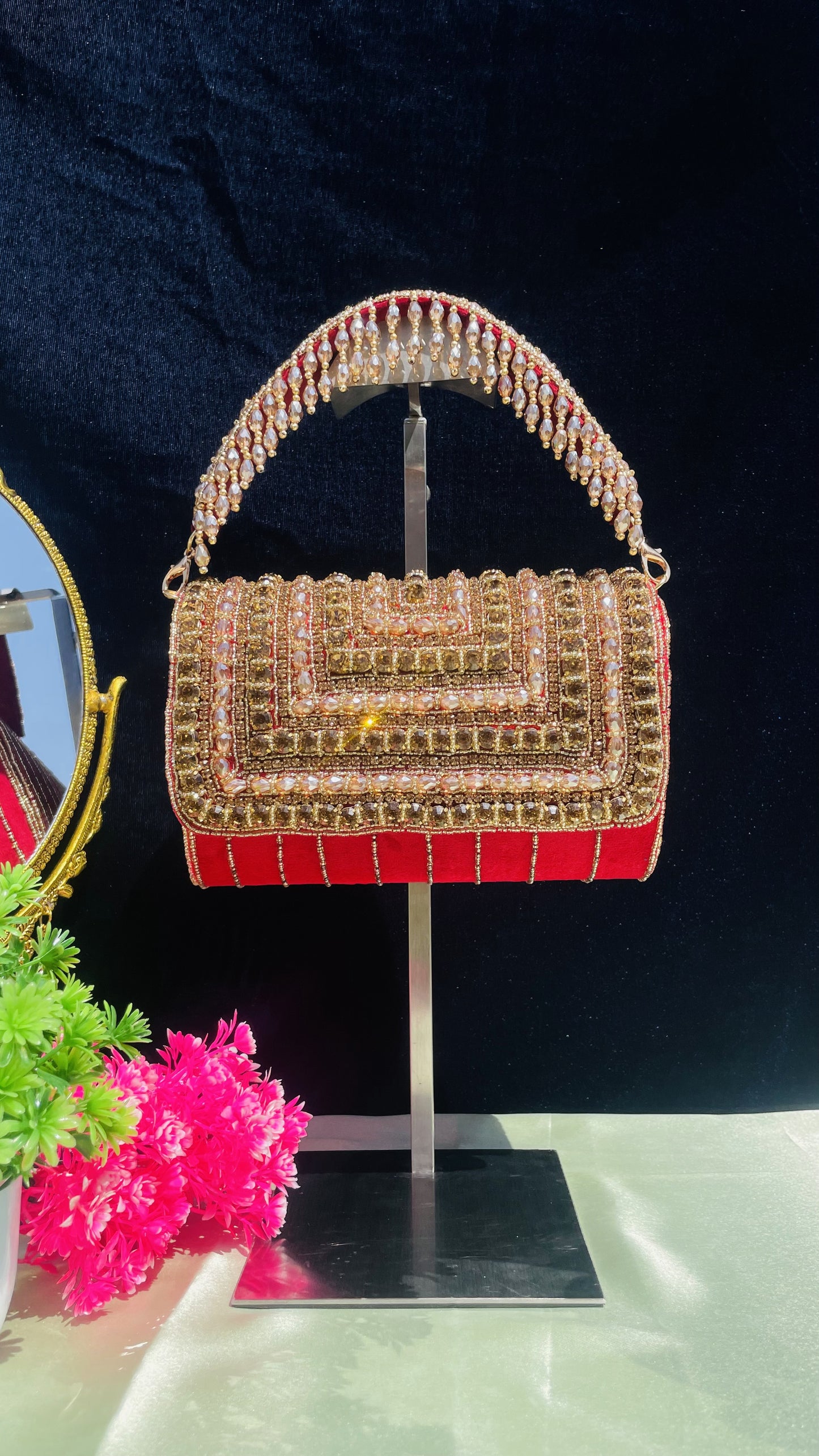 A crystal flap clutch