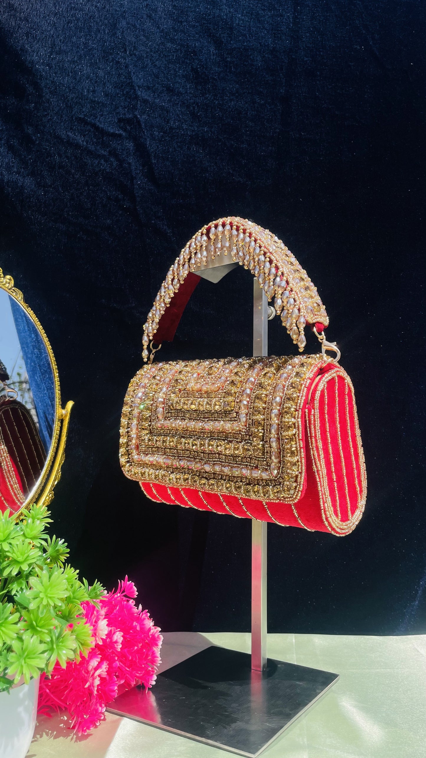 A crystal flap clutch