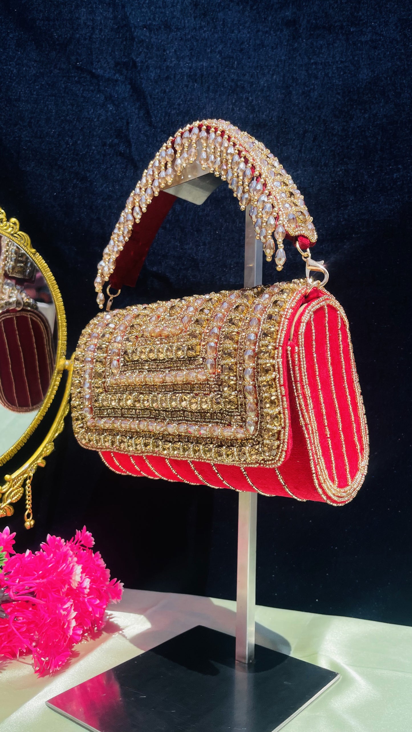 A crystal flap clutch