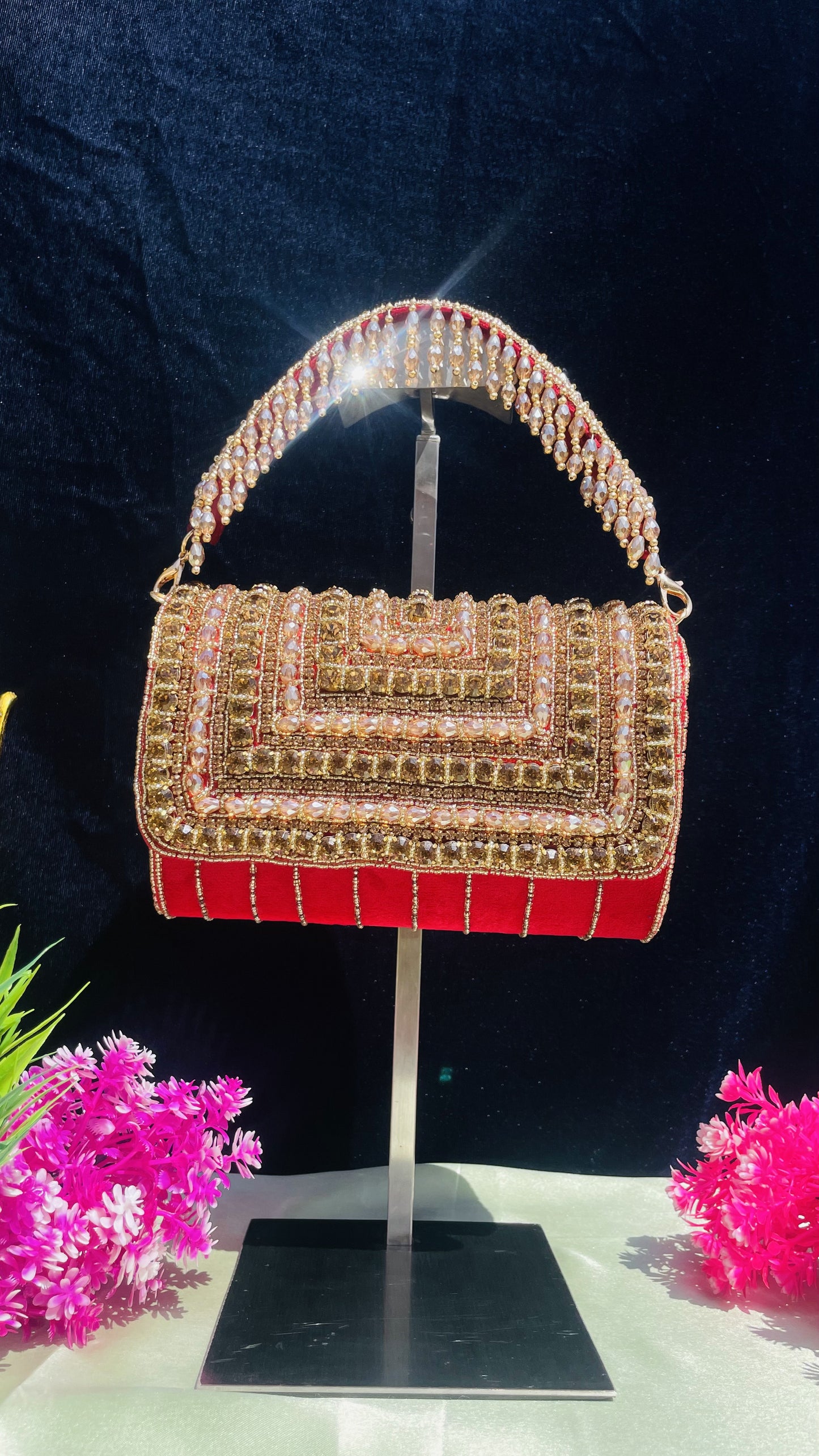 A crystal flap clutch