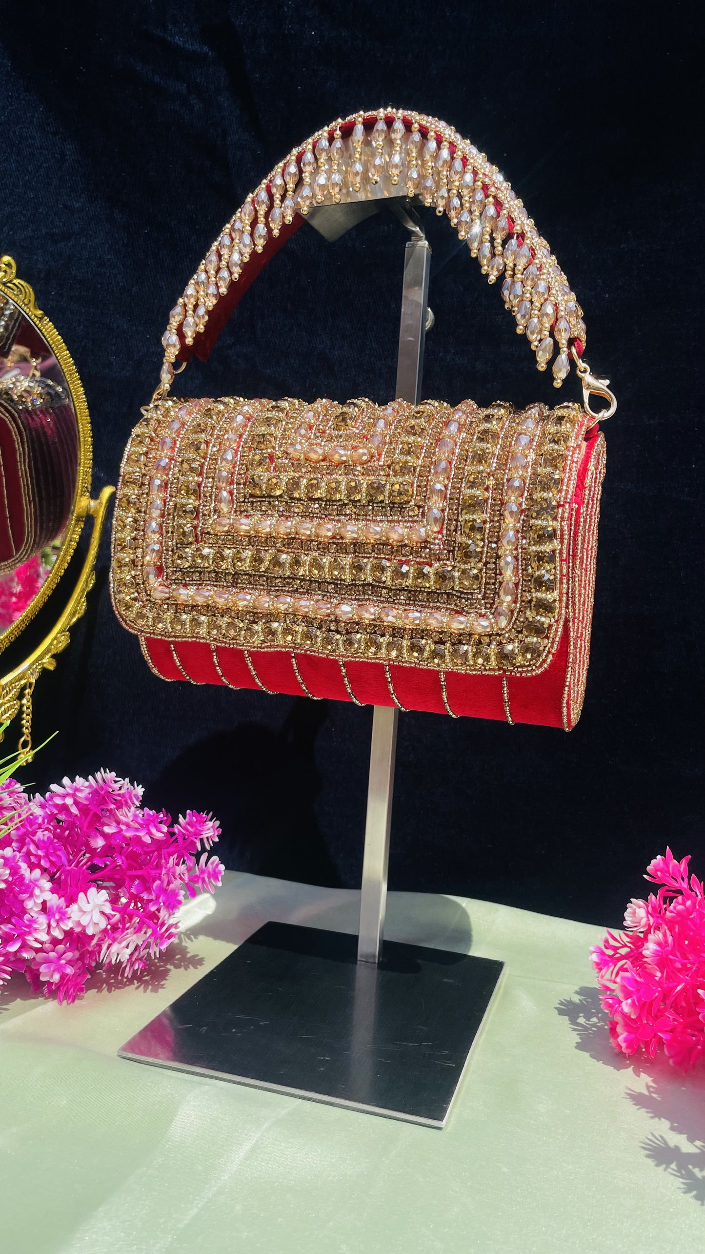 A crystal flap clutch