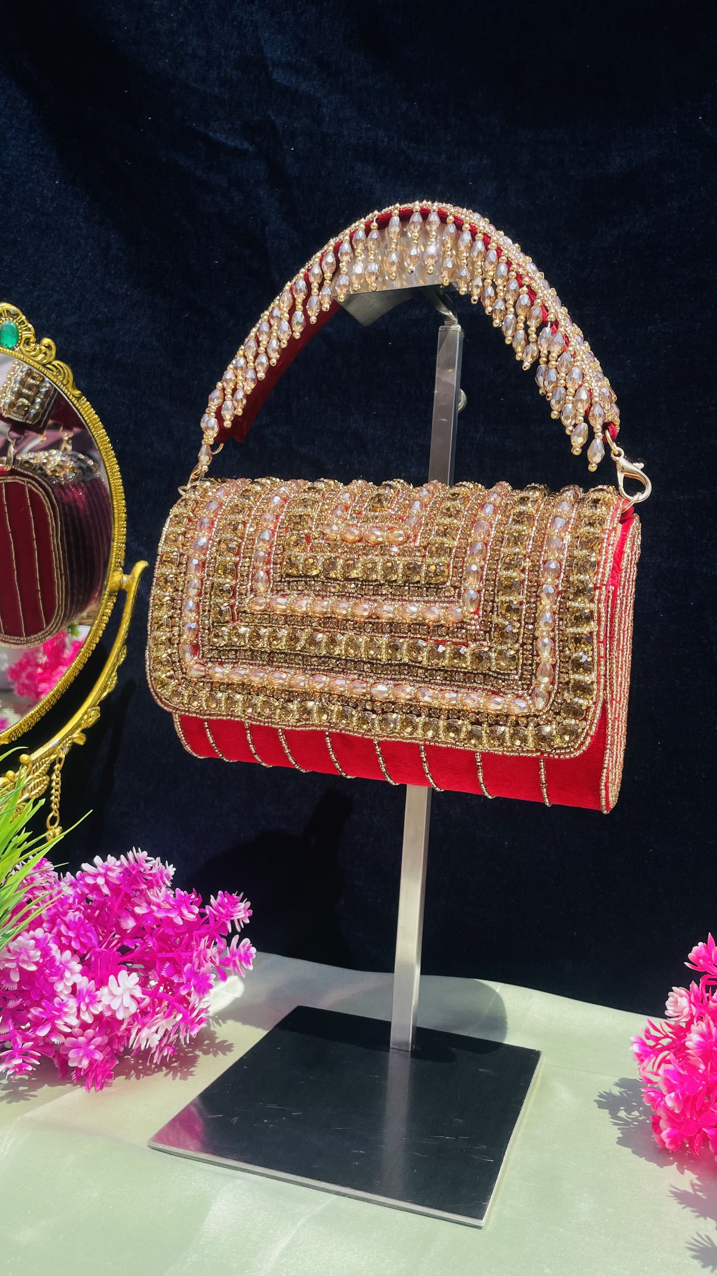 A crystal flap clutch