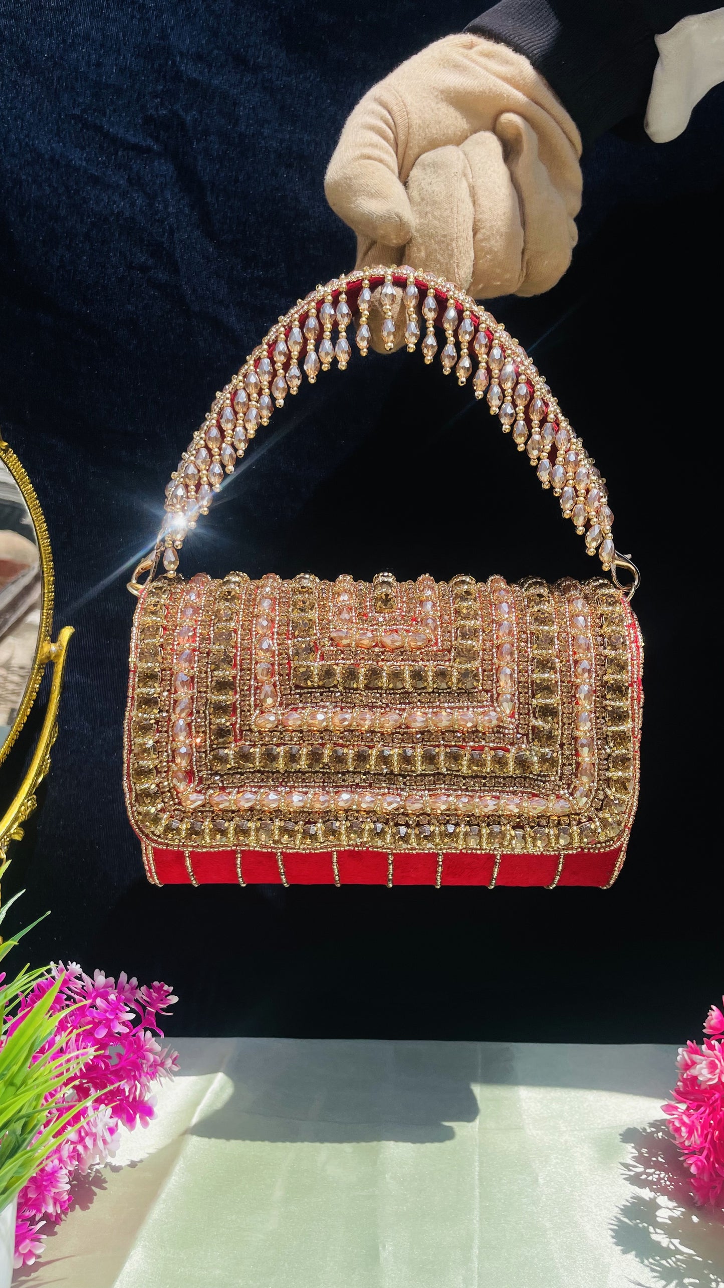 A crystal flap clutch