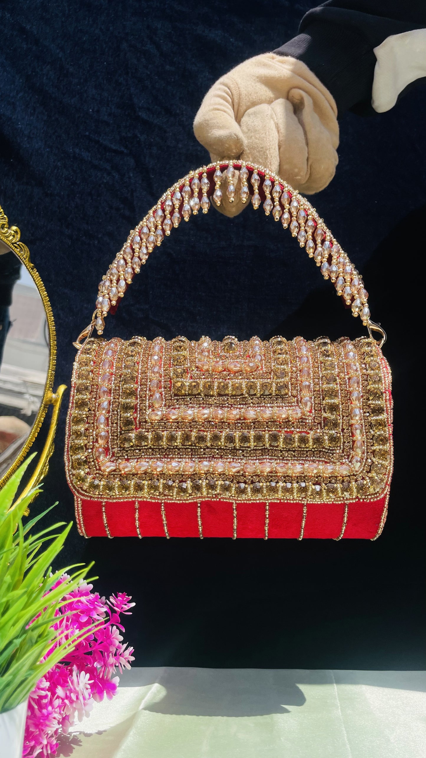 A crystal flap clutch