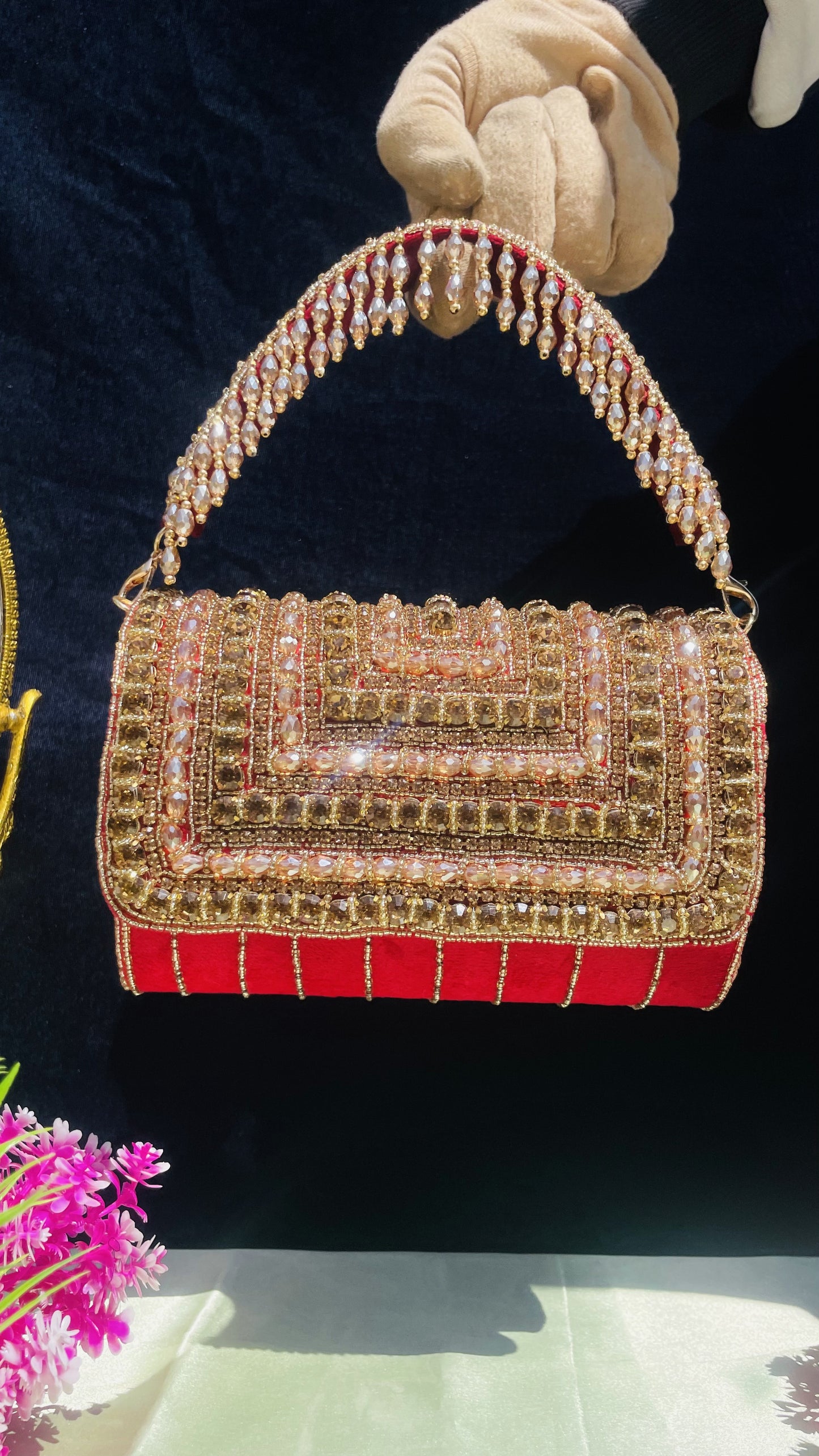 A crystal flap clutch