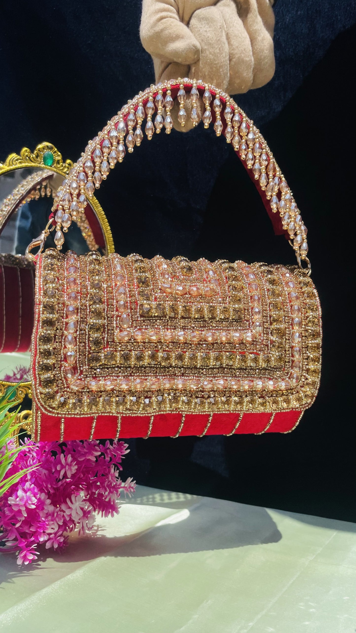 A crystal flap clutch