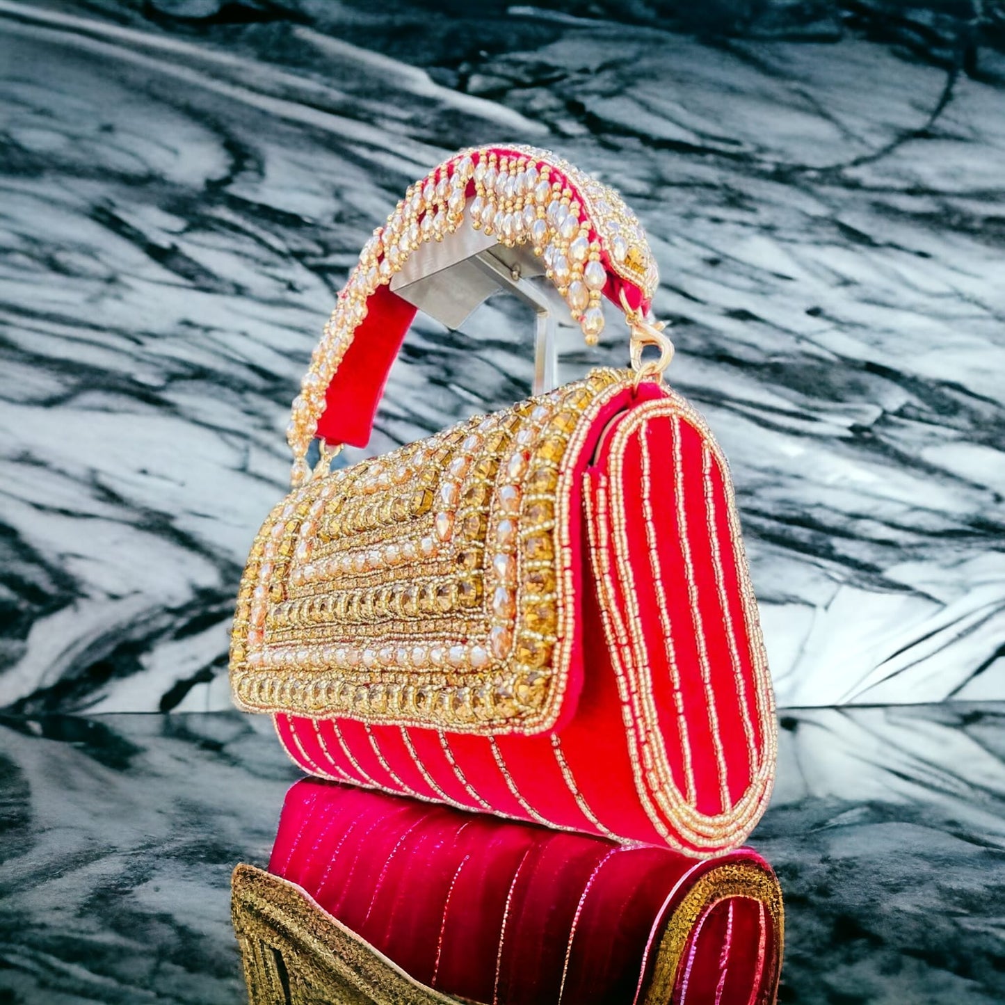 A crystal flap clutch