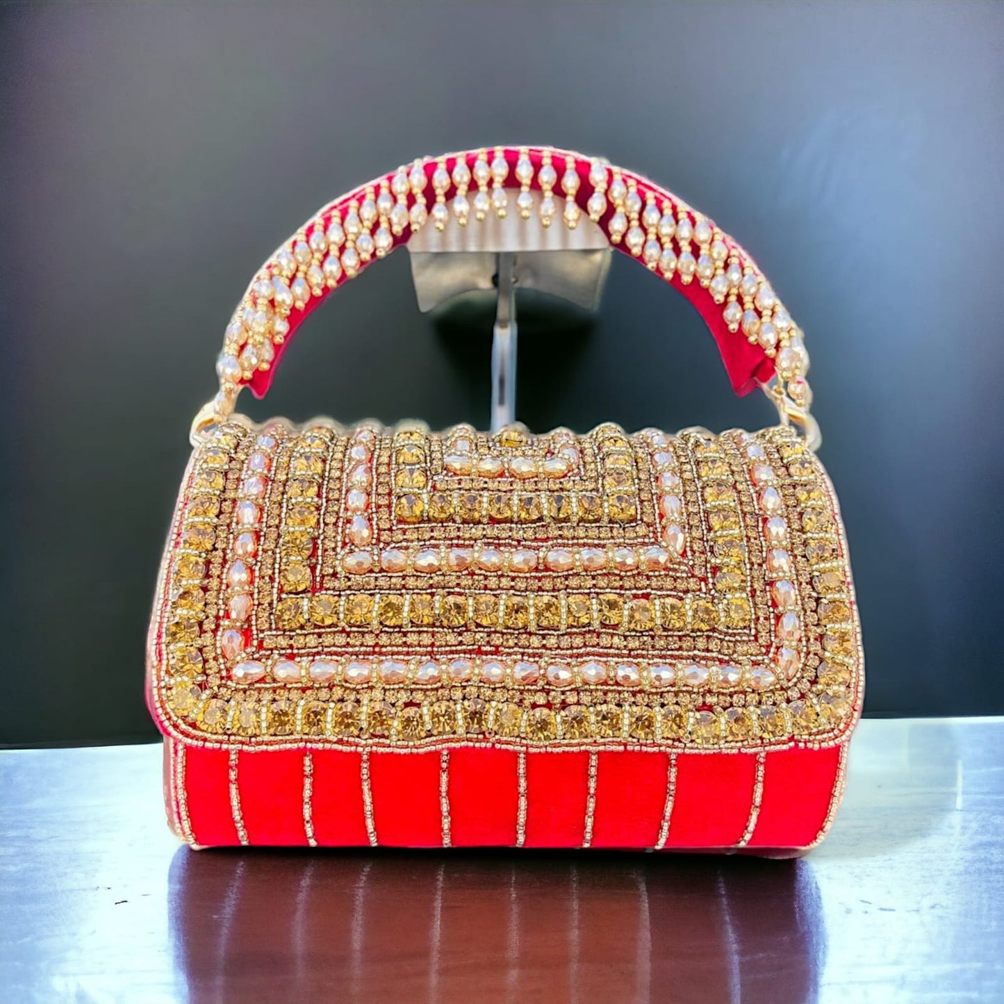 A crystal flap clutch