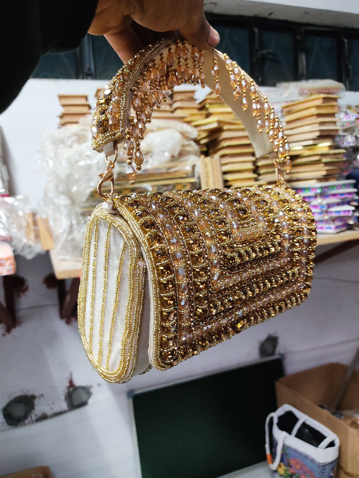 A crystal flap clutch