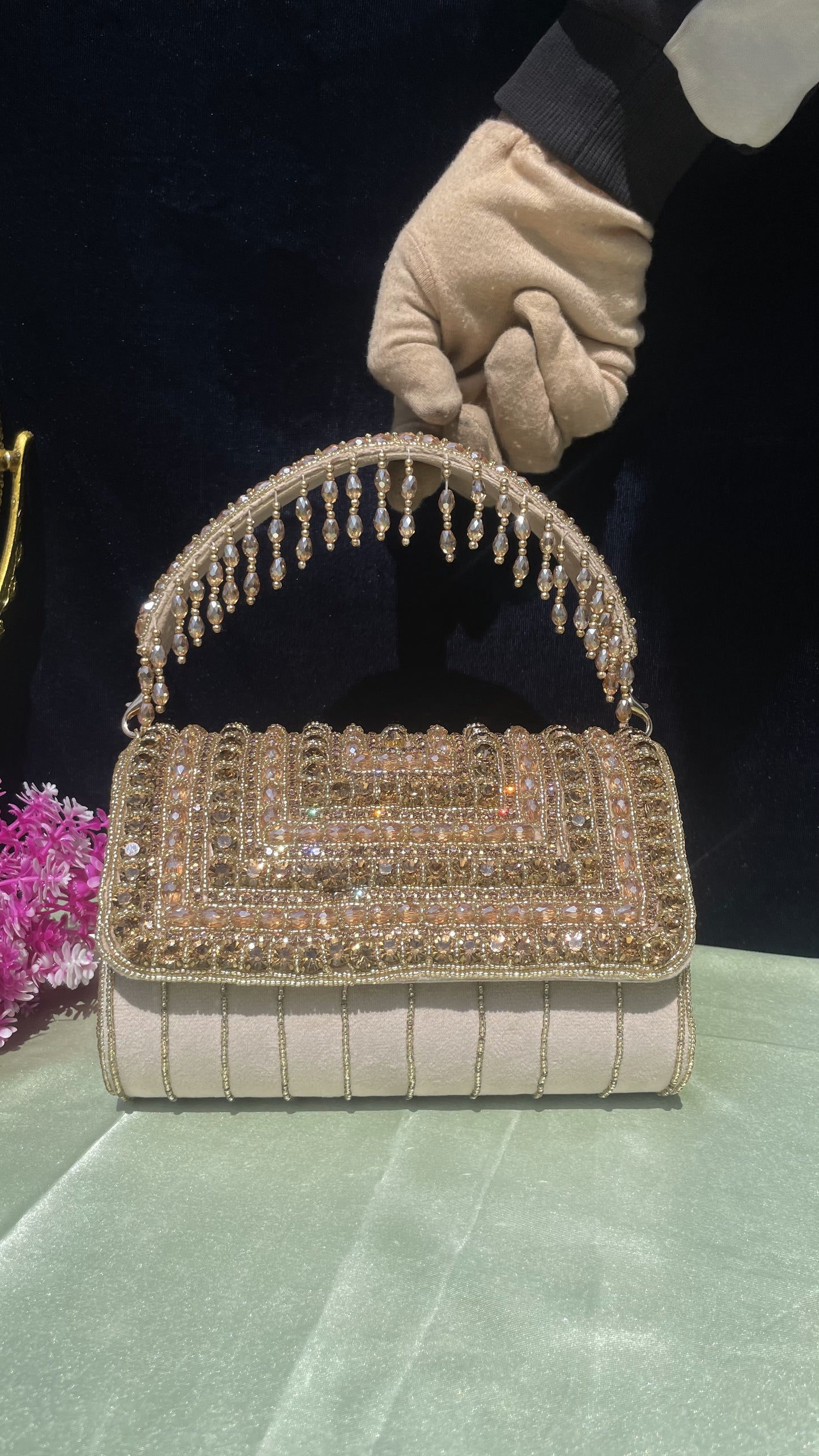 A crystal flap clutch