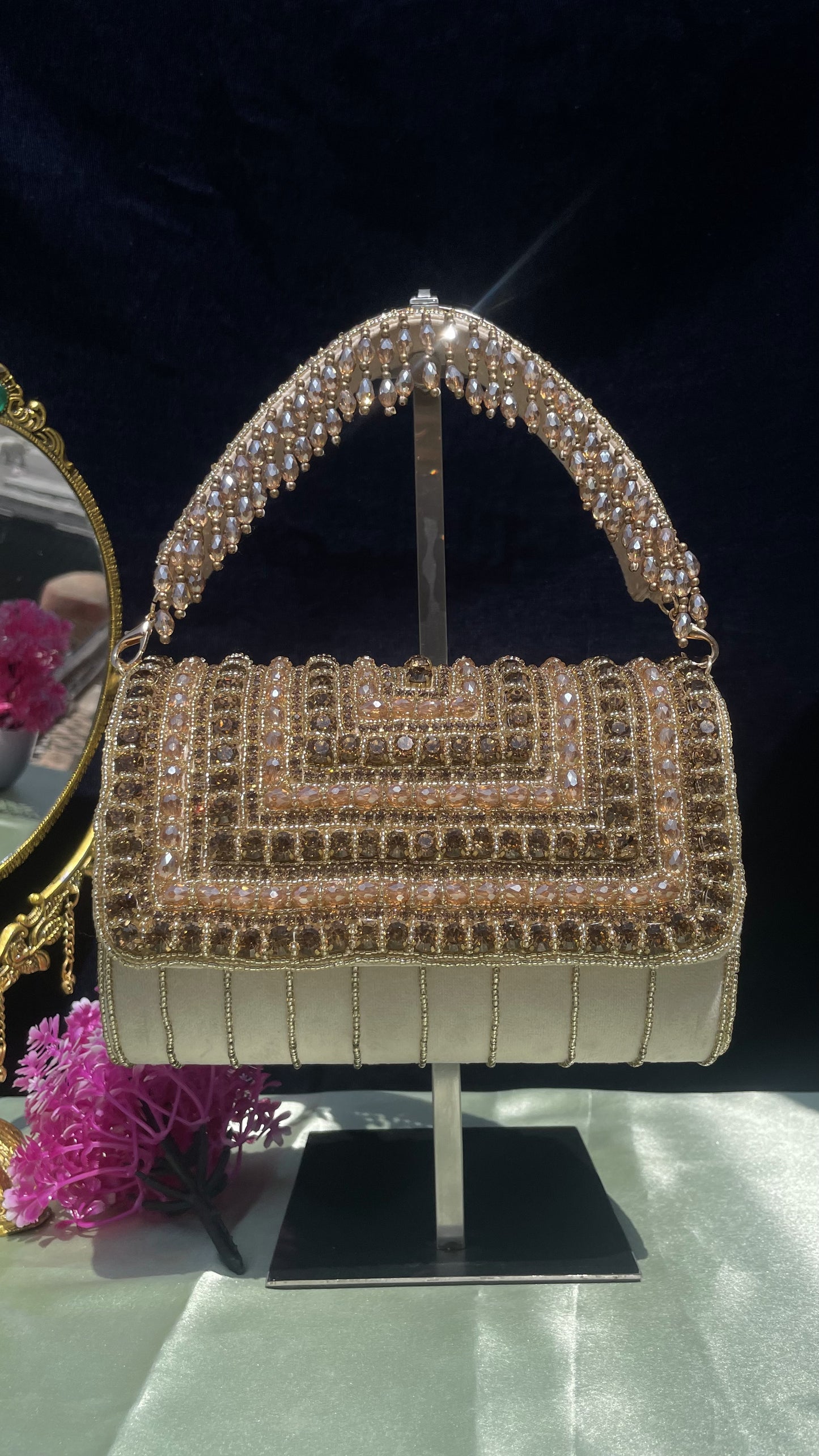 A crystal flap clutch