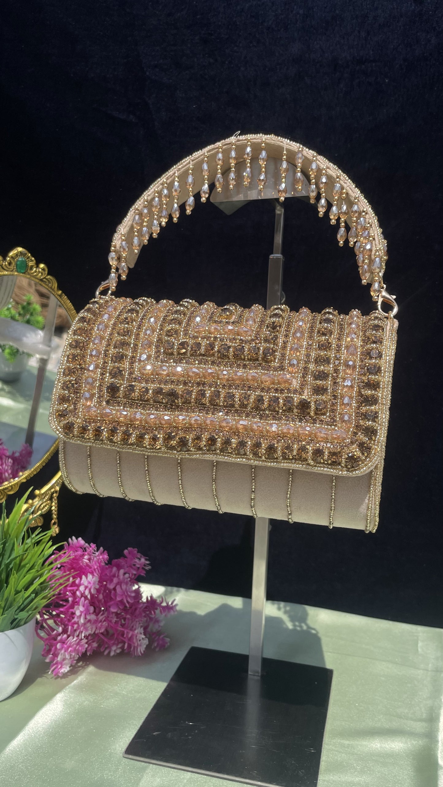 A crystal flap clutch