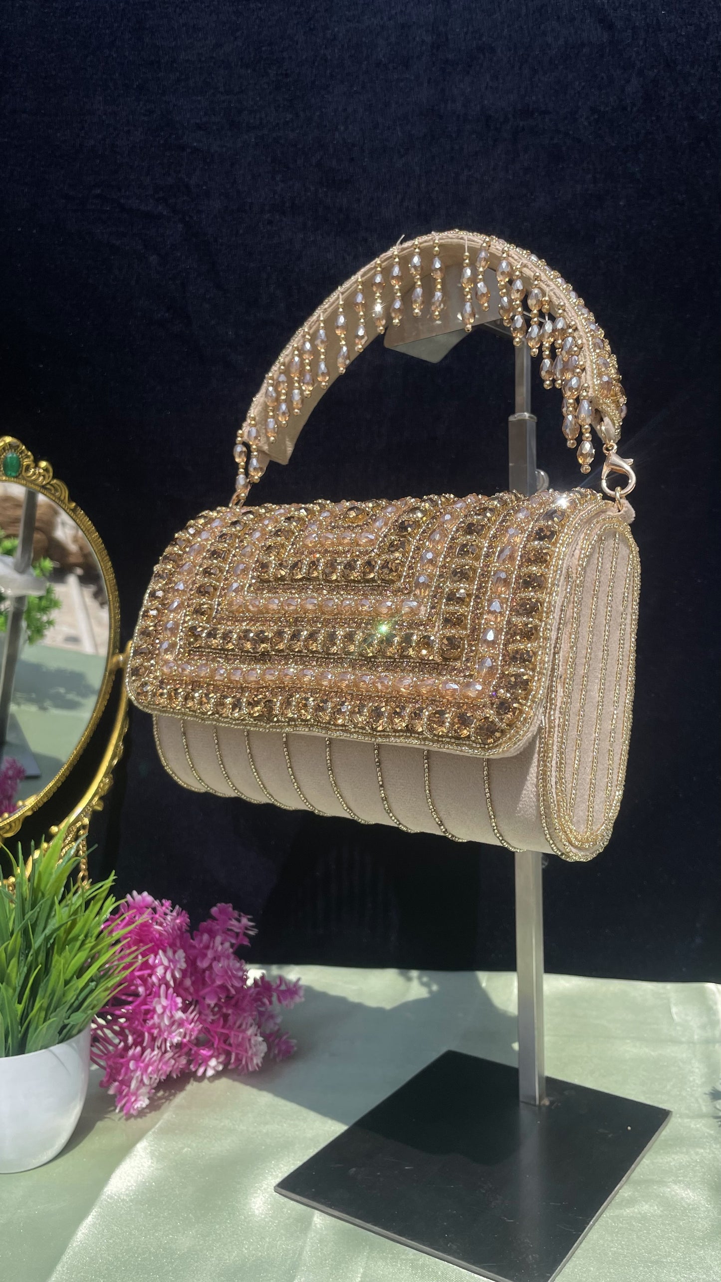 A crystal flap clutch