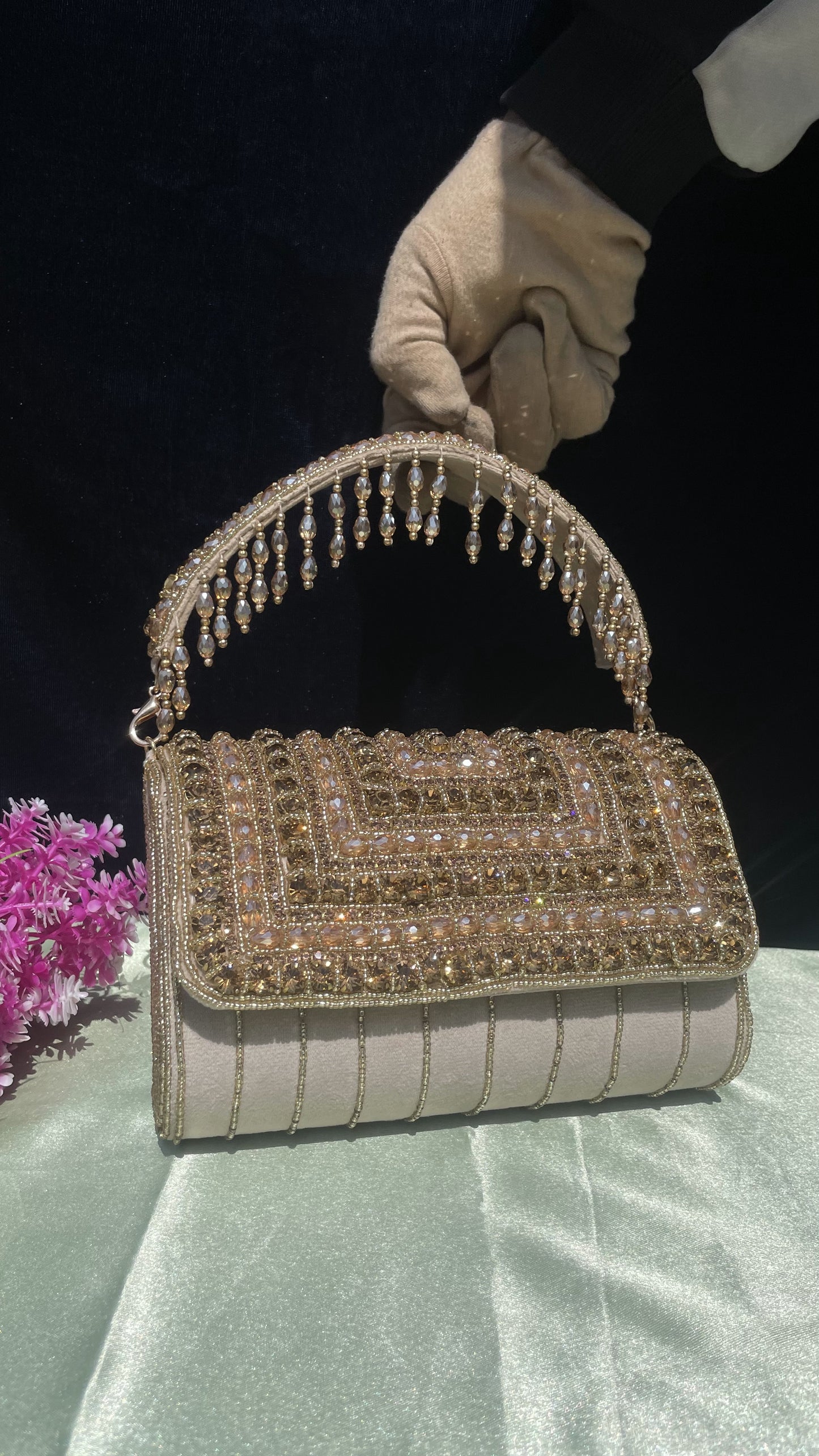 A crystal flap clutch