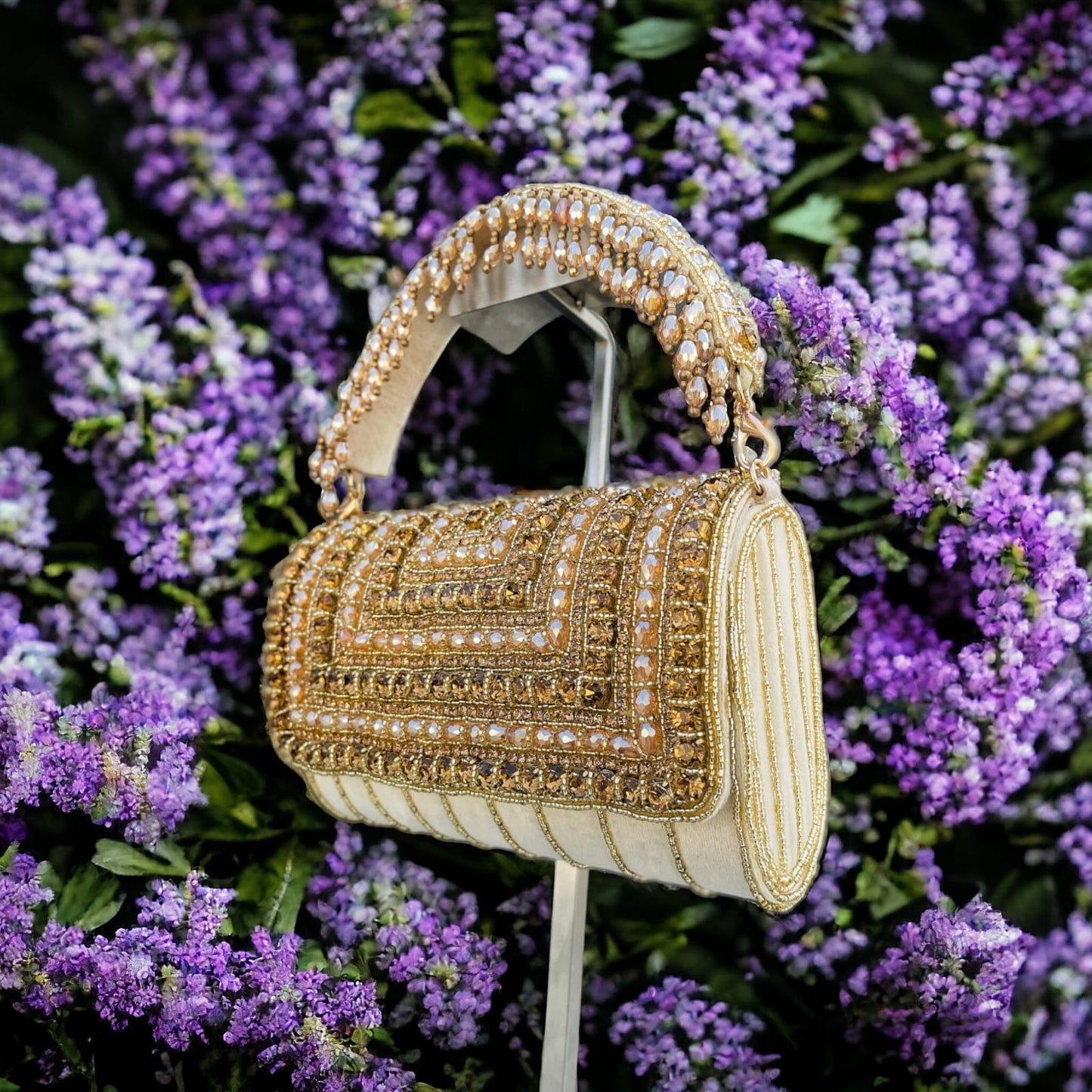 A crystal flap clutch