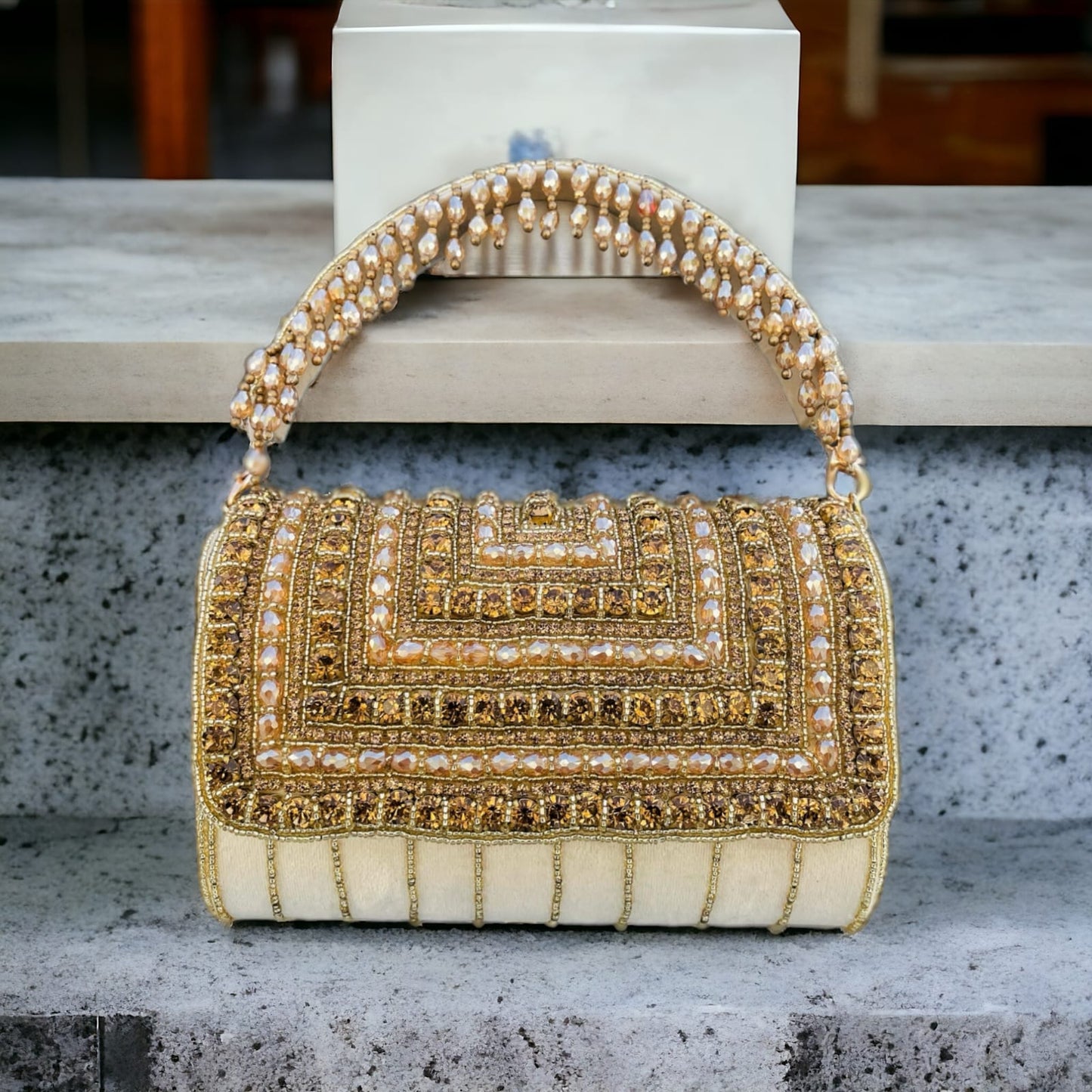 A crystal flap clutch
