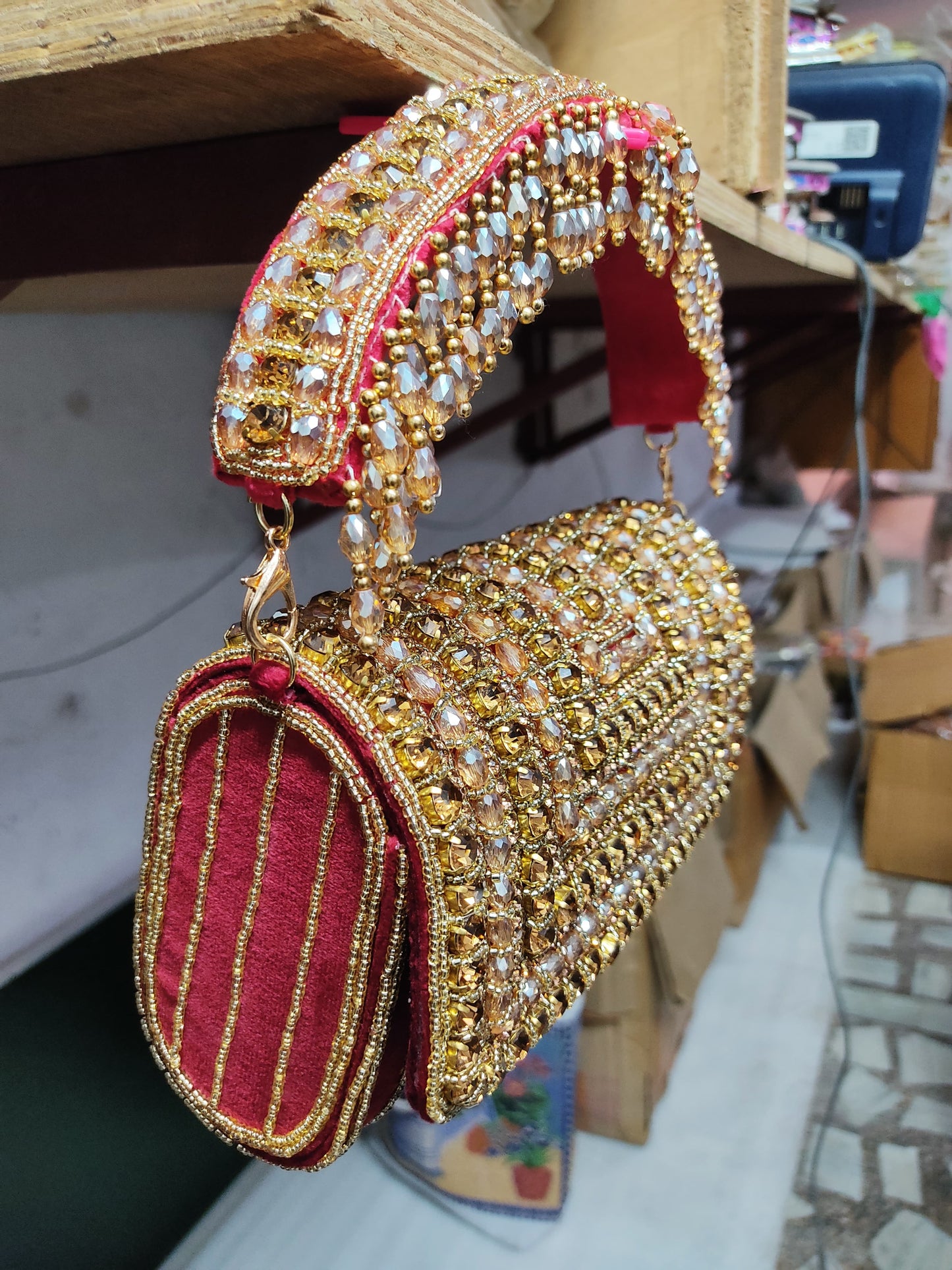 A crystal flap clutch