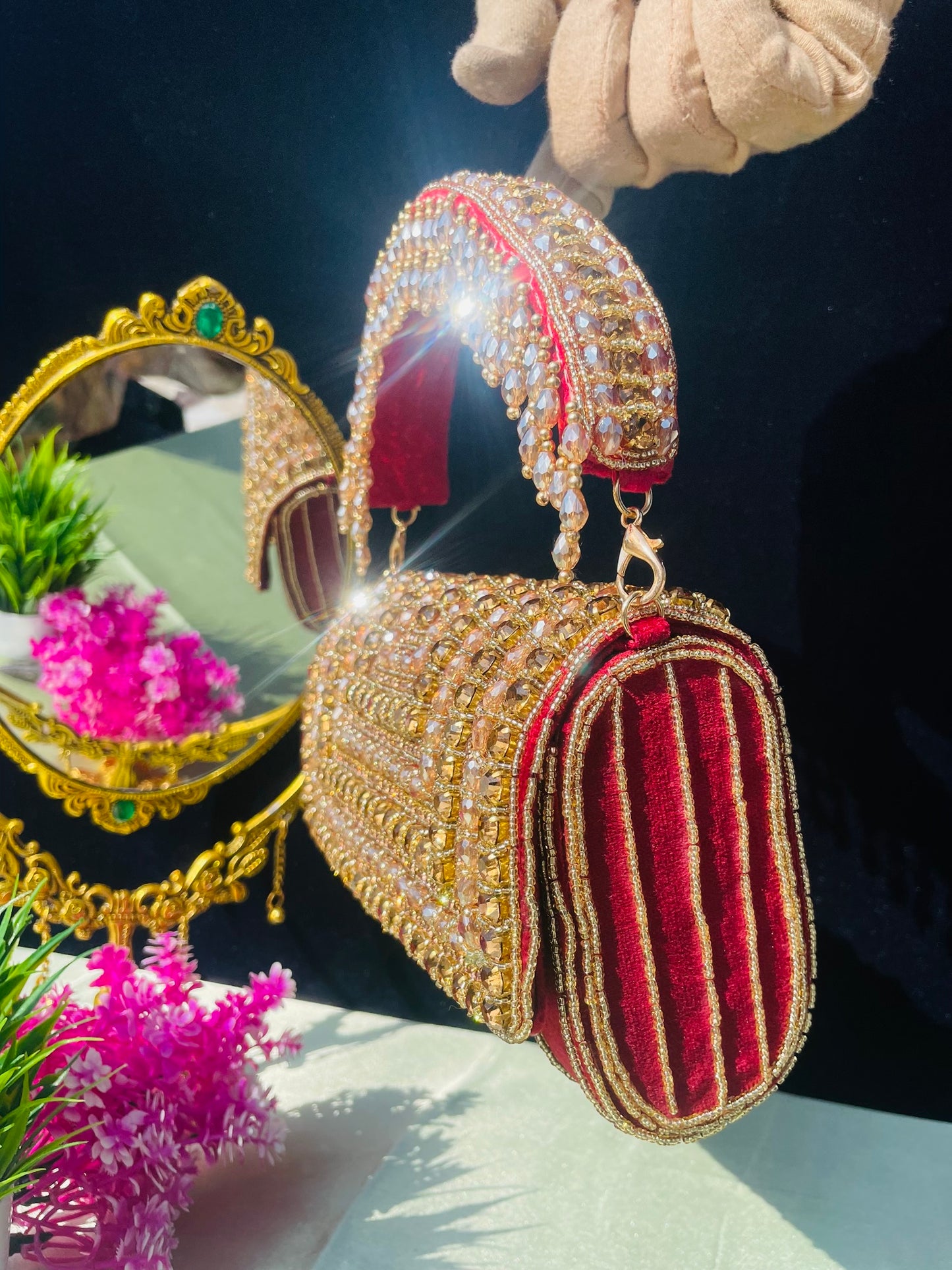 A crystal flap clutch