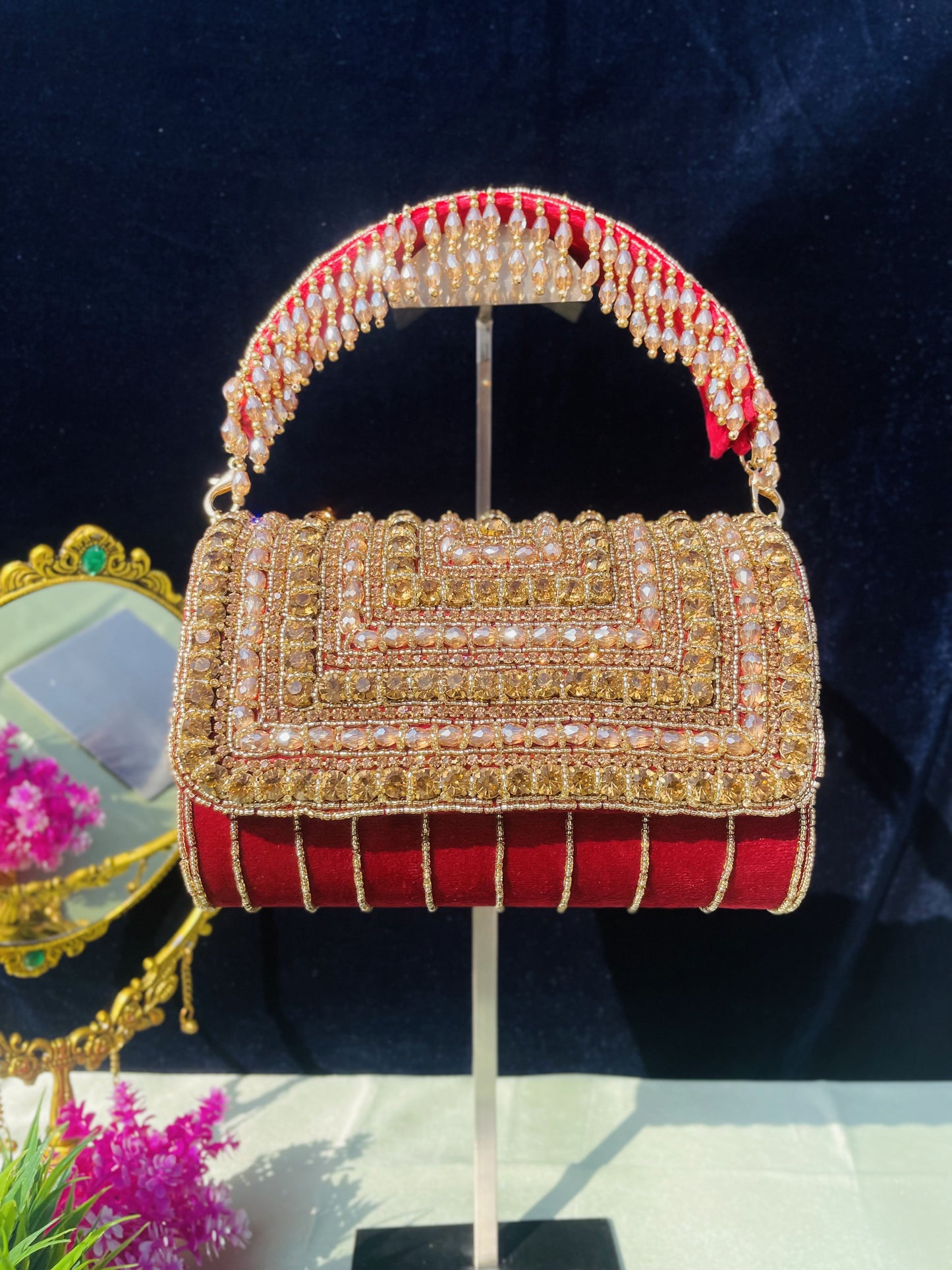 A crystal flap clutch