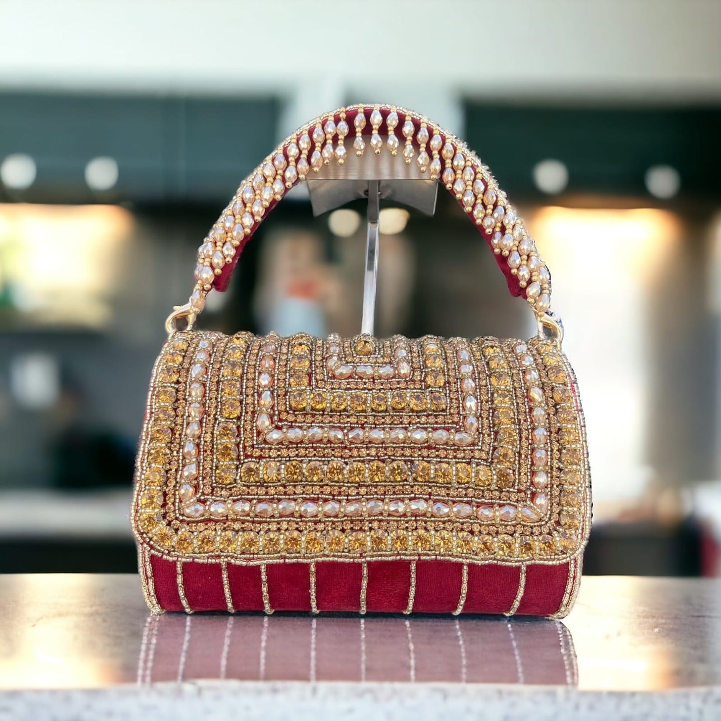 A crystal flap clutch