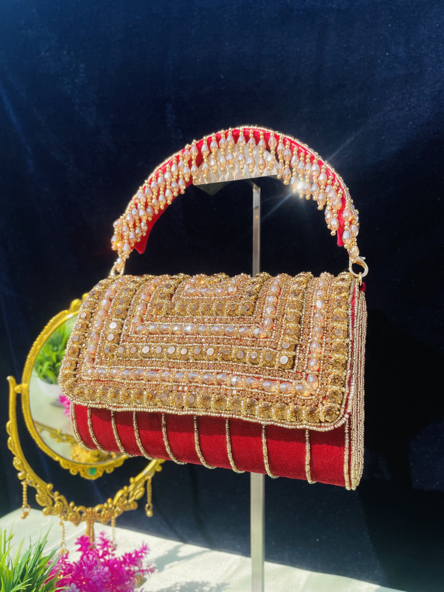 A crystal flap clutch