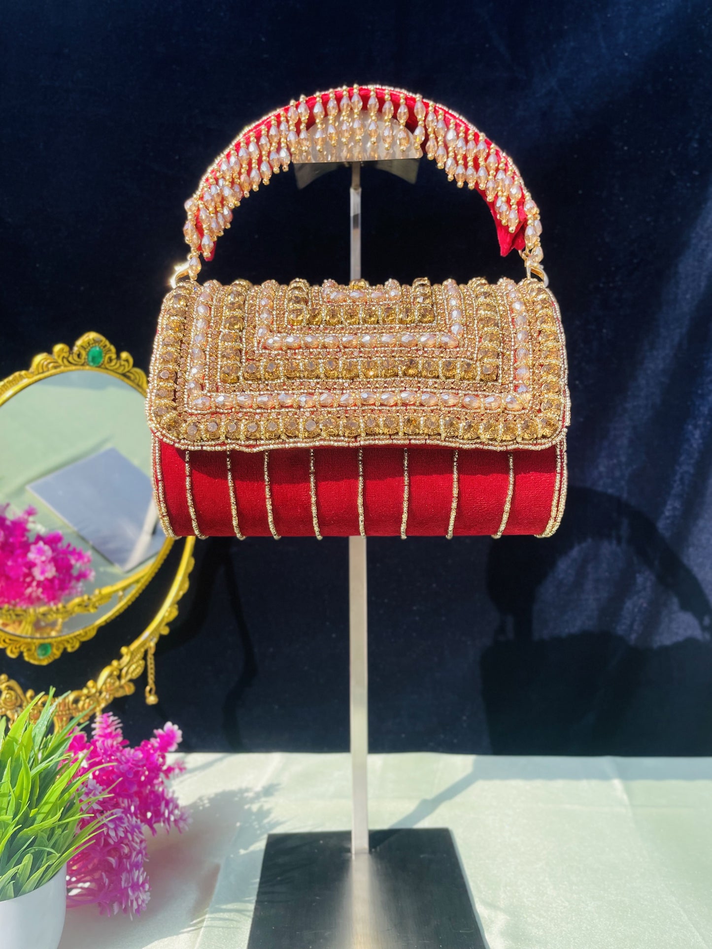 A crystal flap clutch