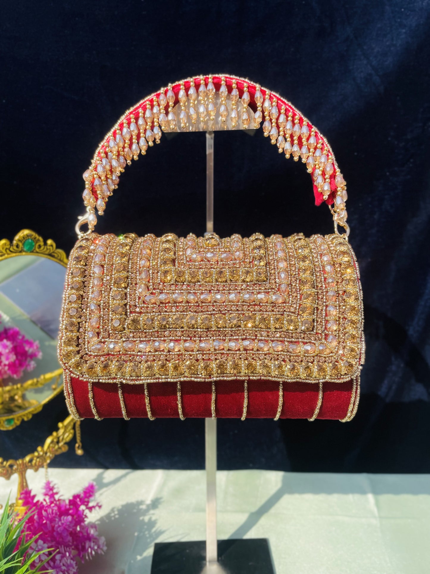 A crystal flap clutch