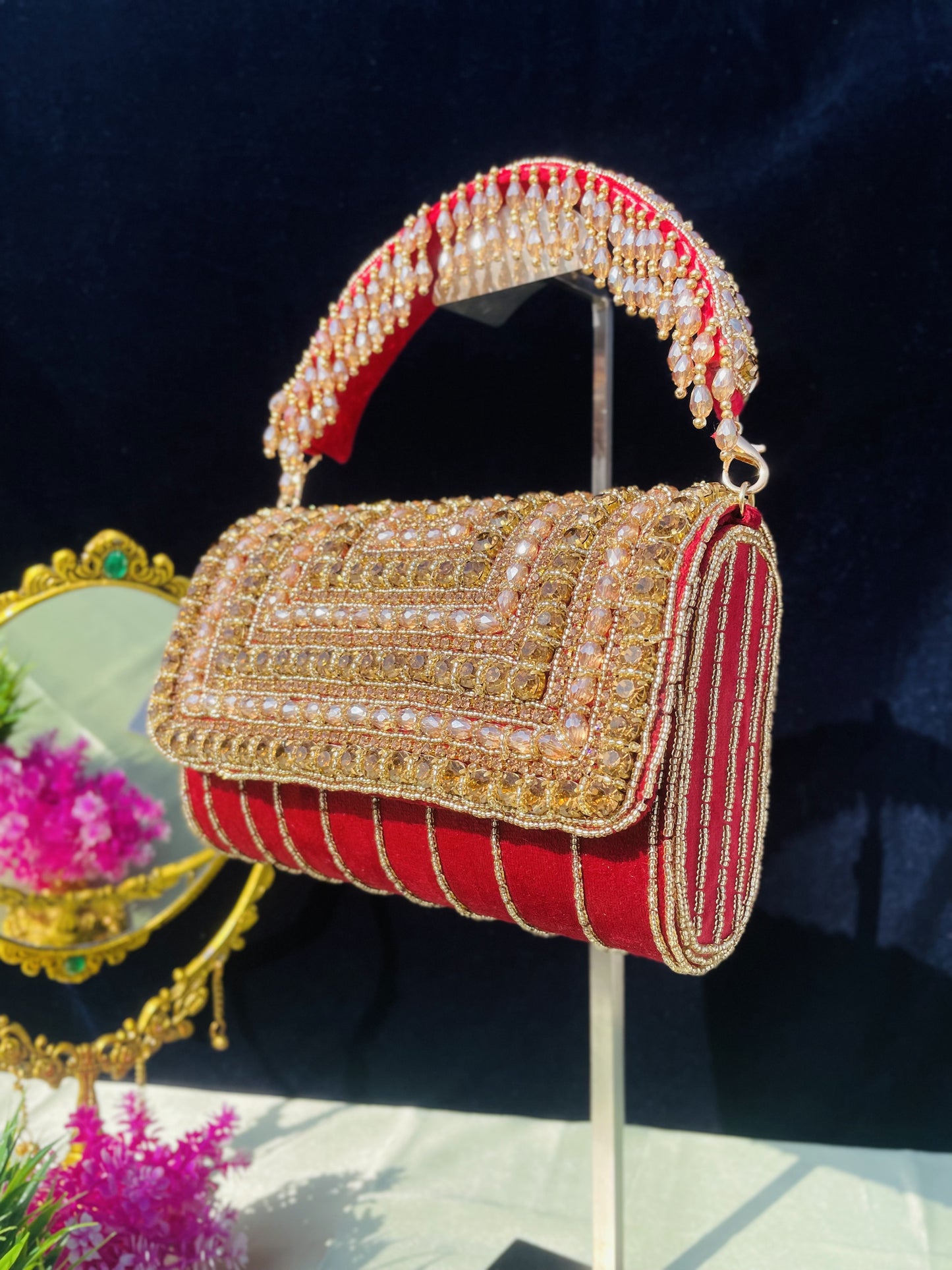 A crystal flap clutch