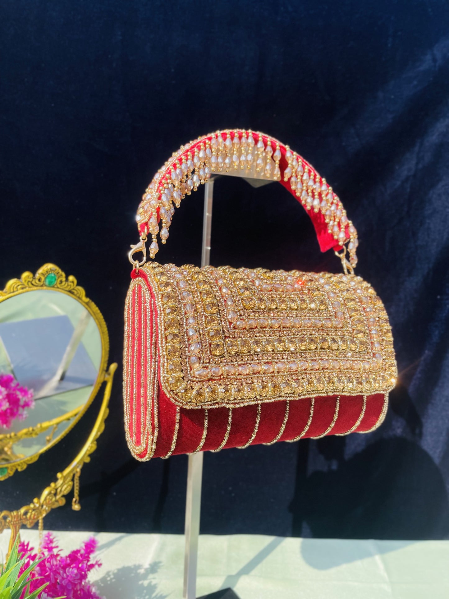 A crystal flap clutch