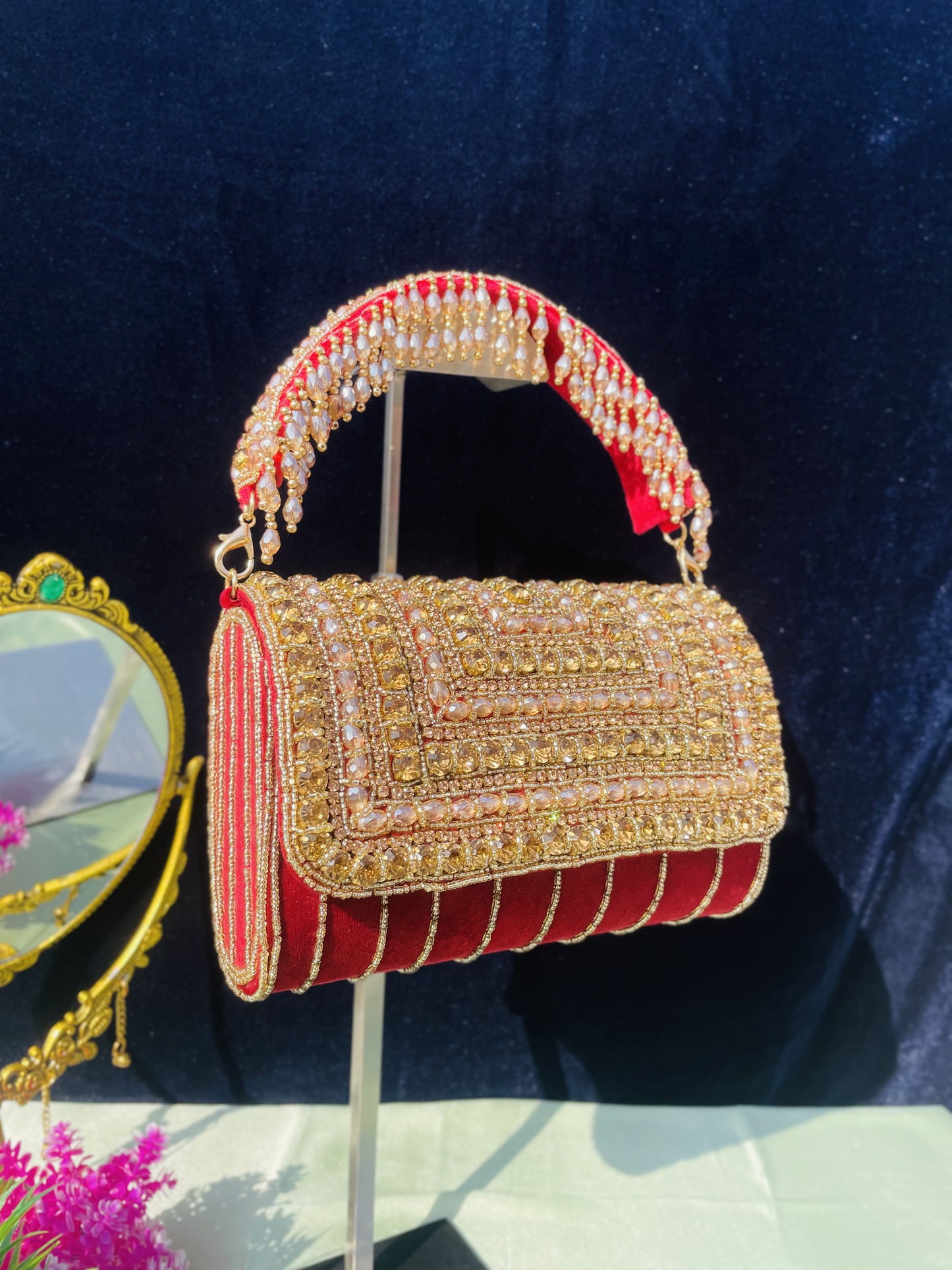 A crystal flap clutch