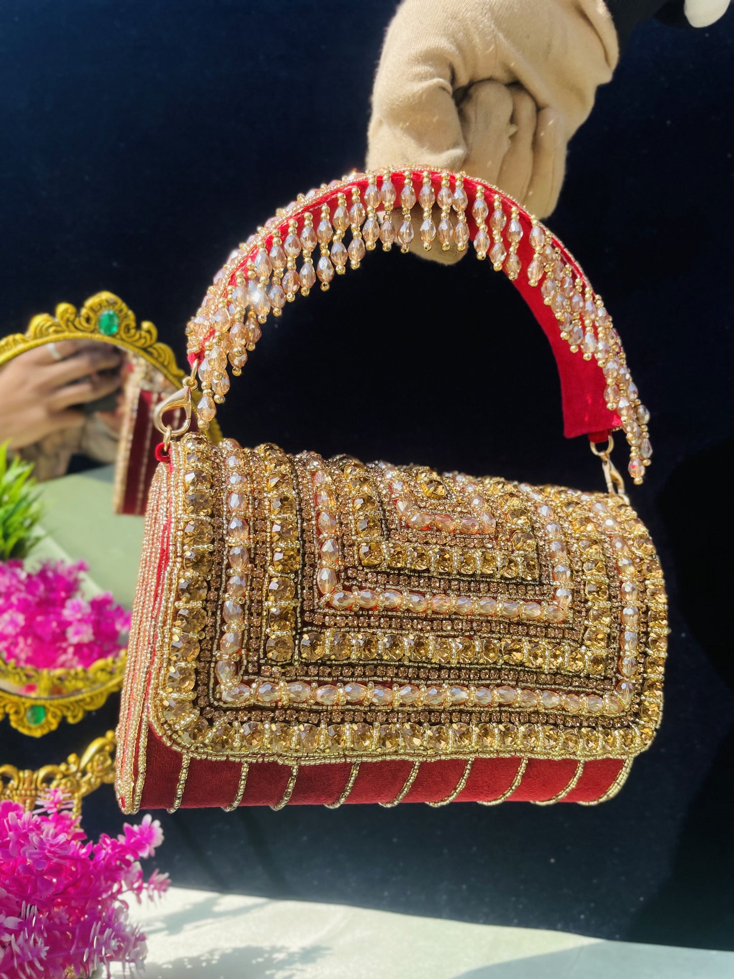 A crystal flap clutch