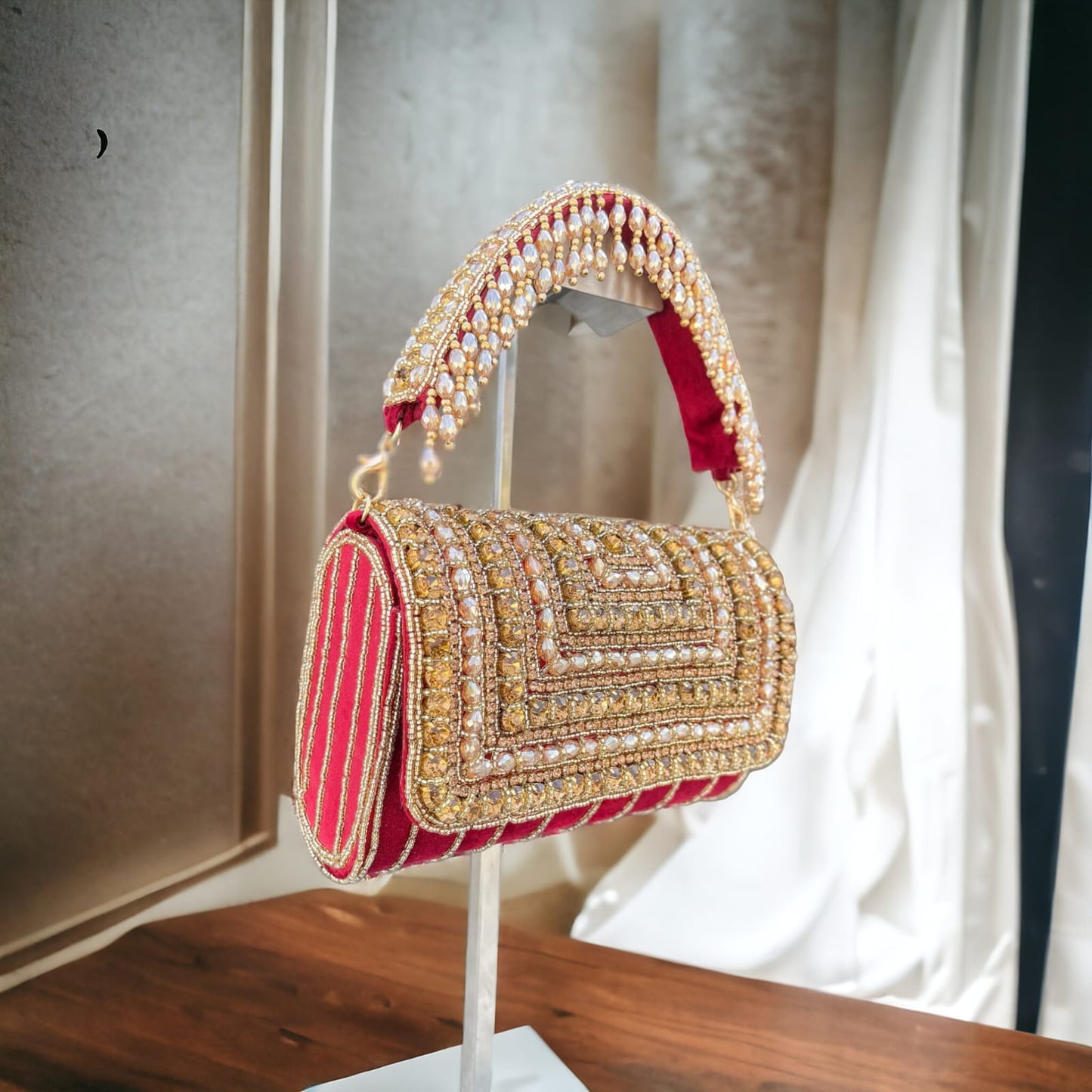 A crystal flap clutch