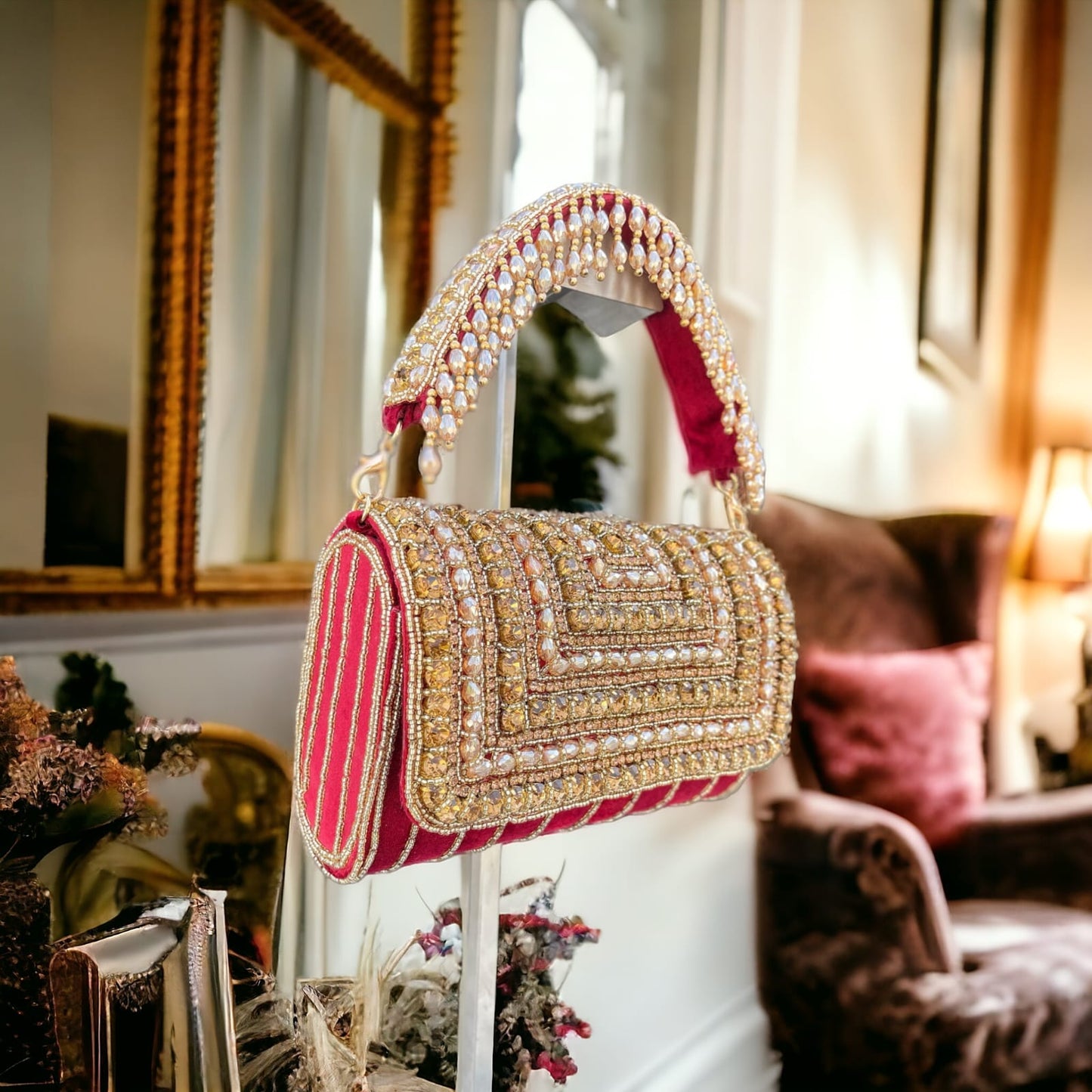 A crystal flap clutch