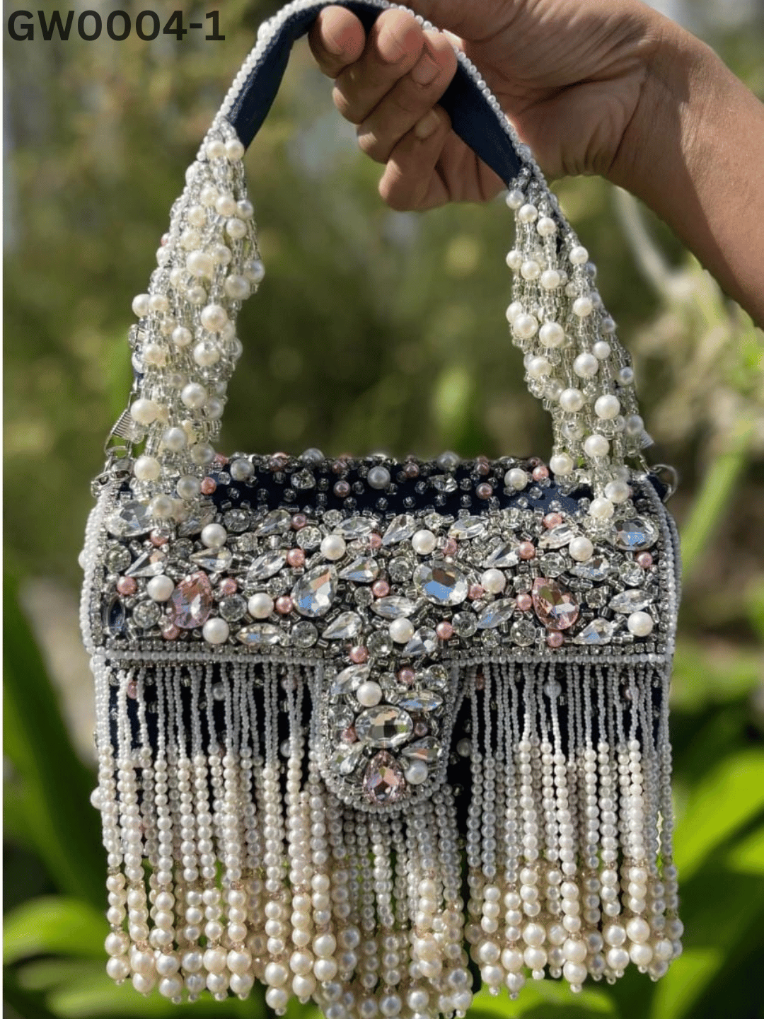Maharani crystal flap clutch